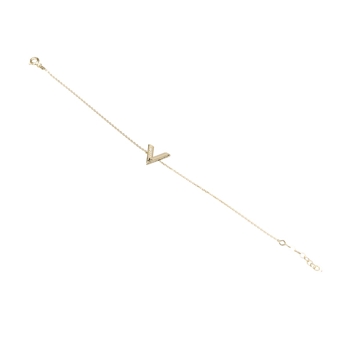 Taşlı V Model Altın Bileklik