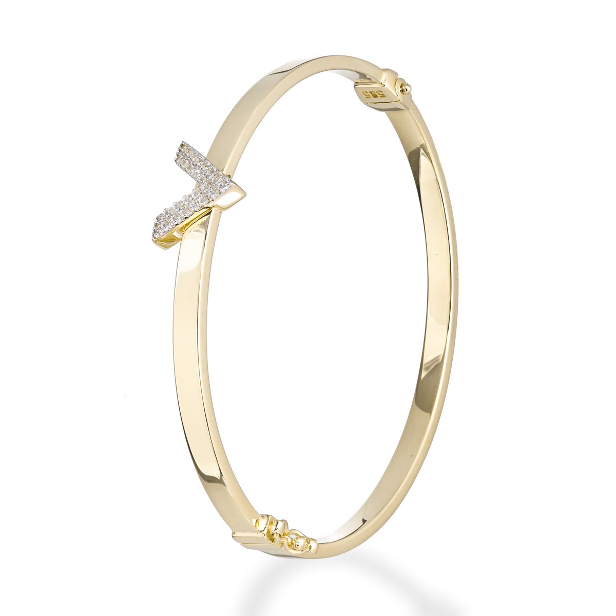 Taşlı V Model Altın Bilezik