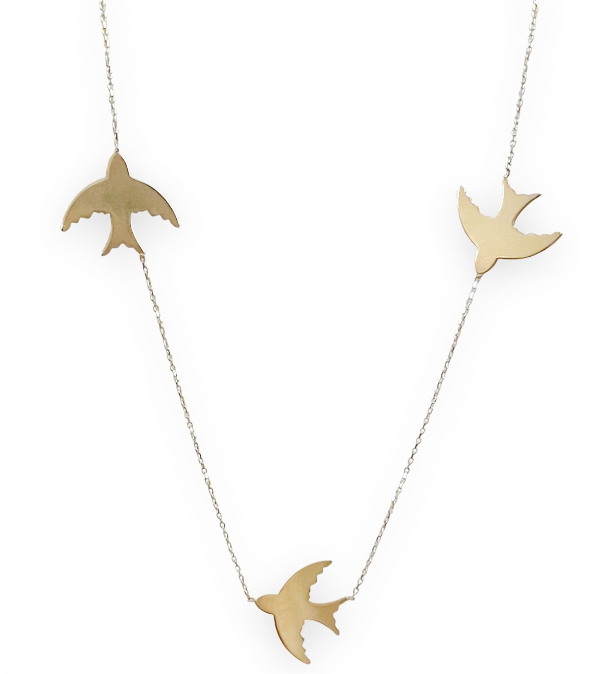 Üçlü Kuş Model Altın Kolye 