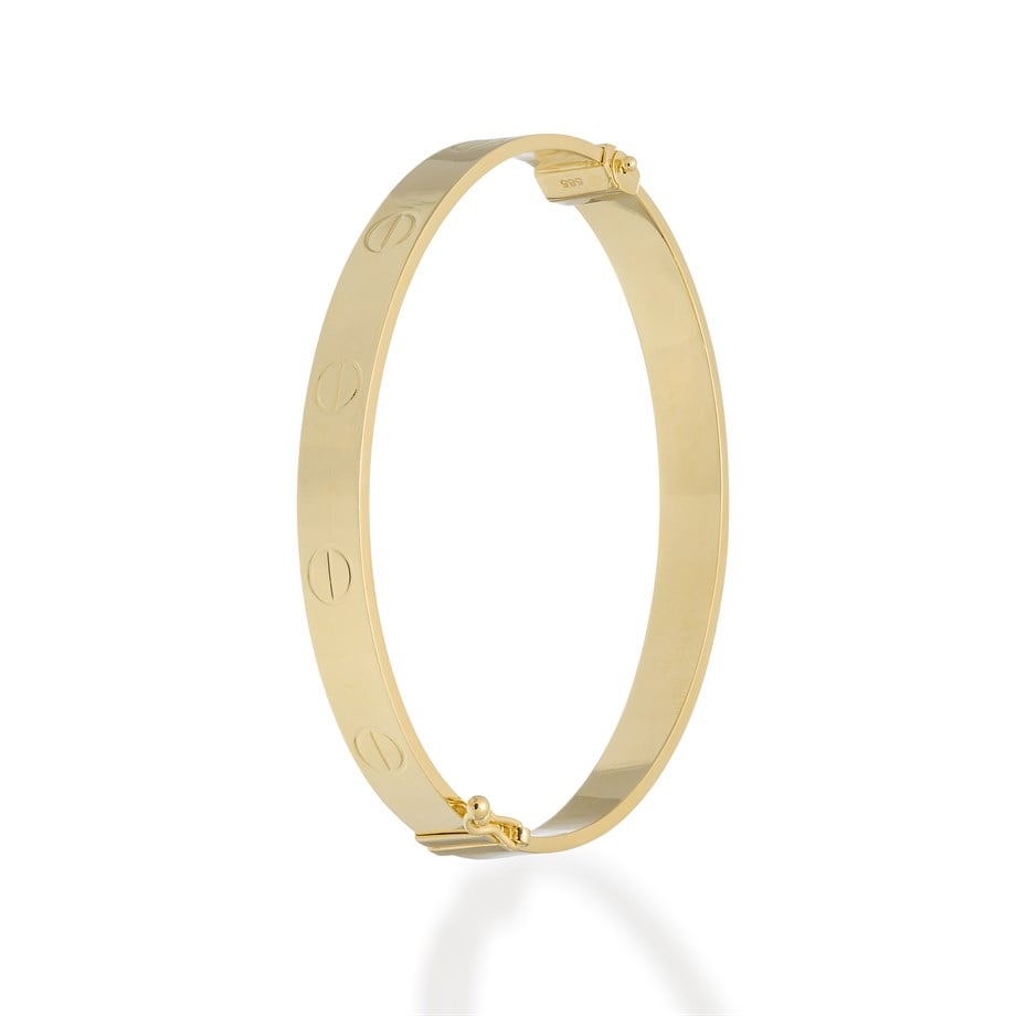 Vida Başı Detaylı Kalın Altın Bilezik