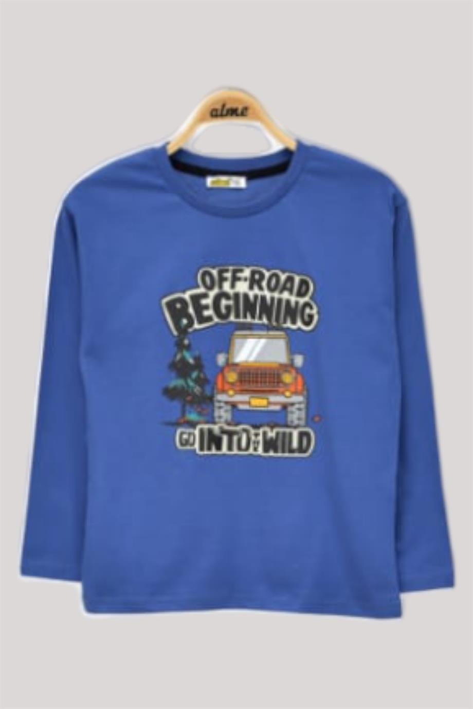 ALG Erkek Çock Off-Road Baskılı Uzun Kollu T-shirt 224045 Mavi