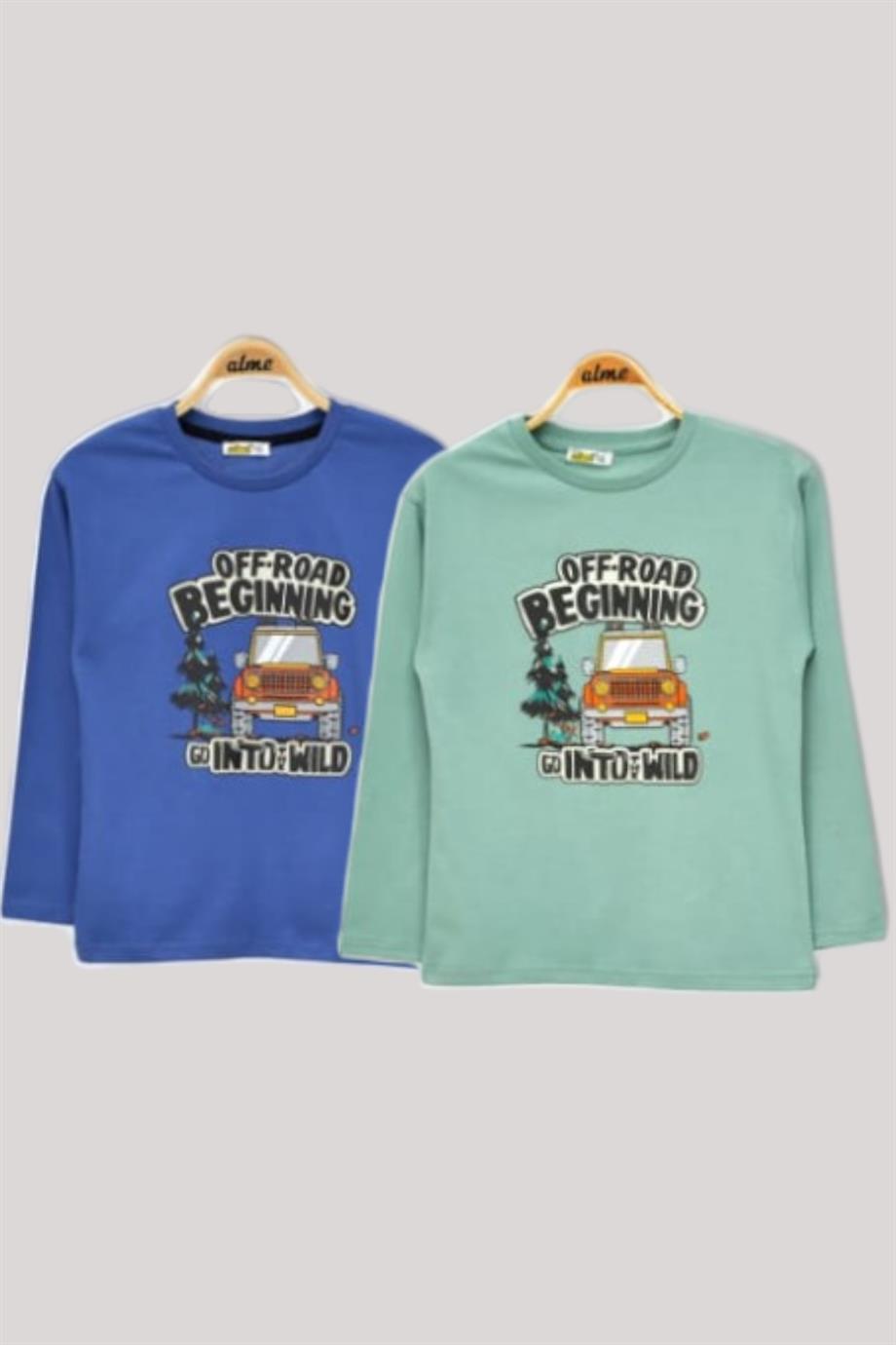 ALG Erkek Çock Off-Road Baskılı Uzun Kollu T-shirt 224045 Mavi