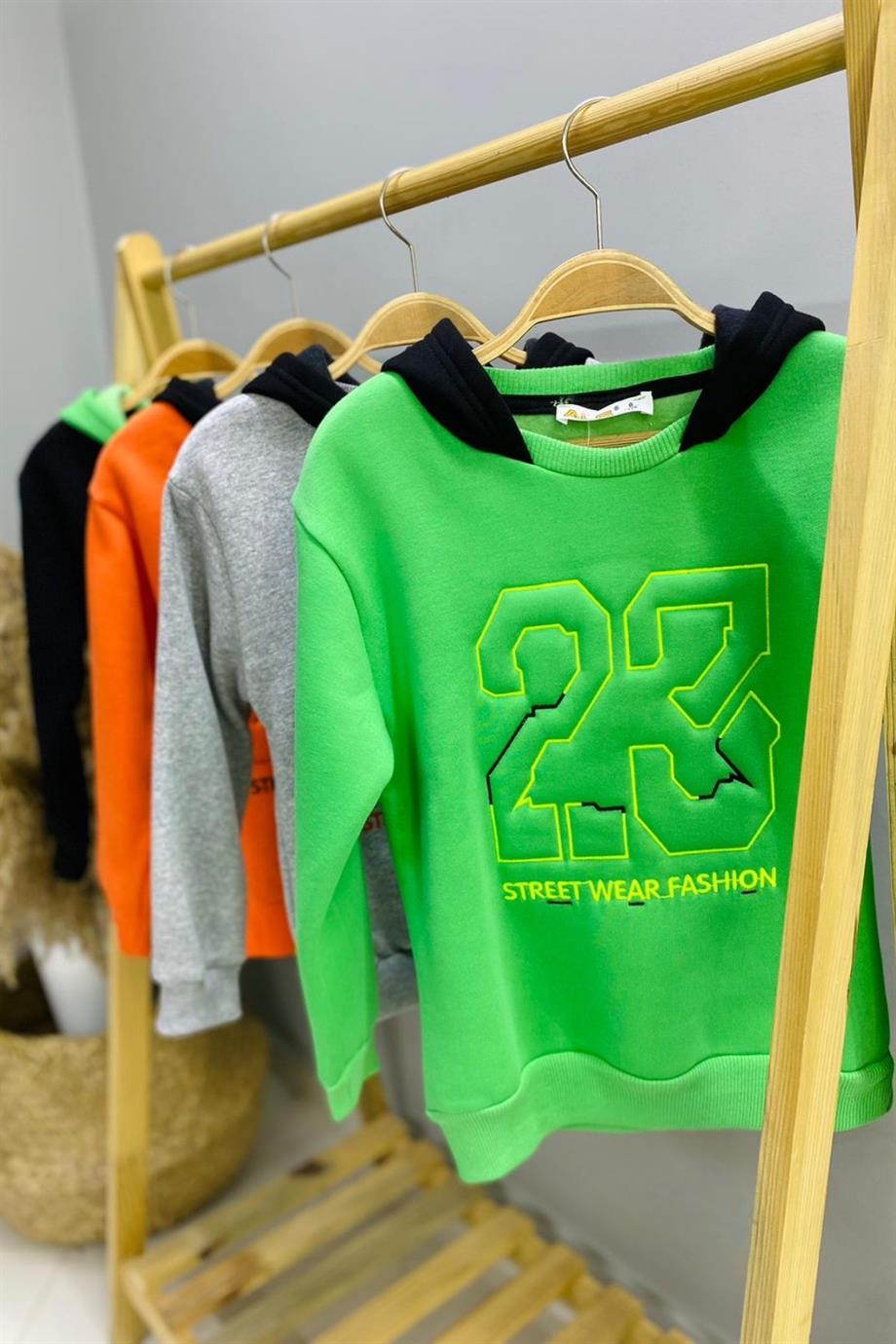 ALG Unisex Nakışlı Kapüşonlu Şardonlu Sweatshirt 324401 Gri