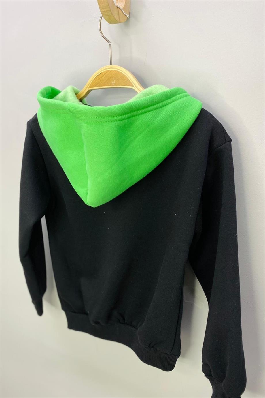 ALG Unisex Nakışlı Kapüşonlu Şardonlu Sweatshirt 324401 Siyah