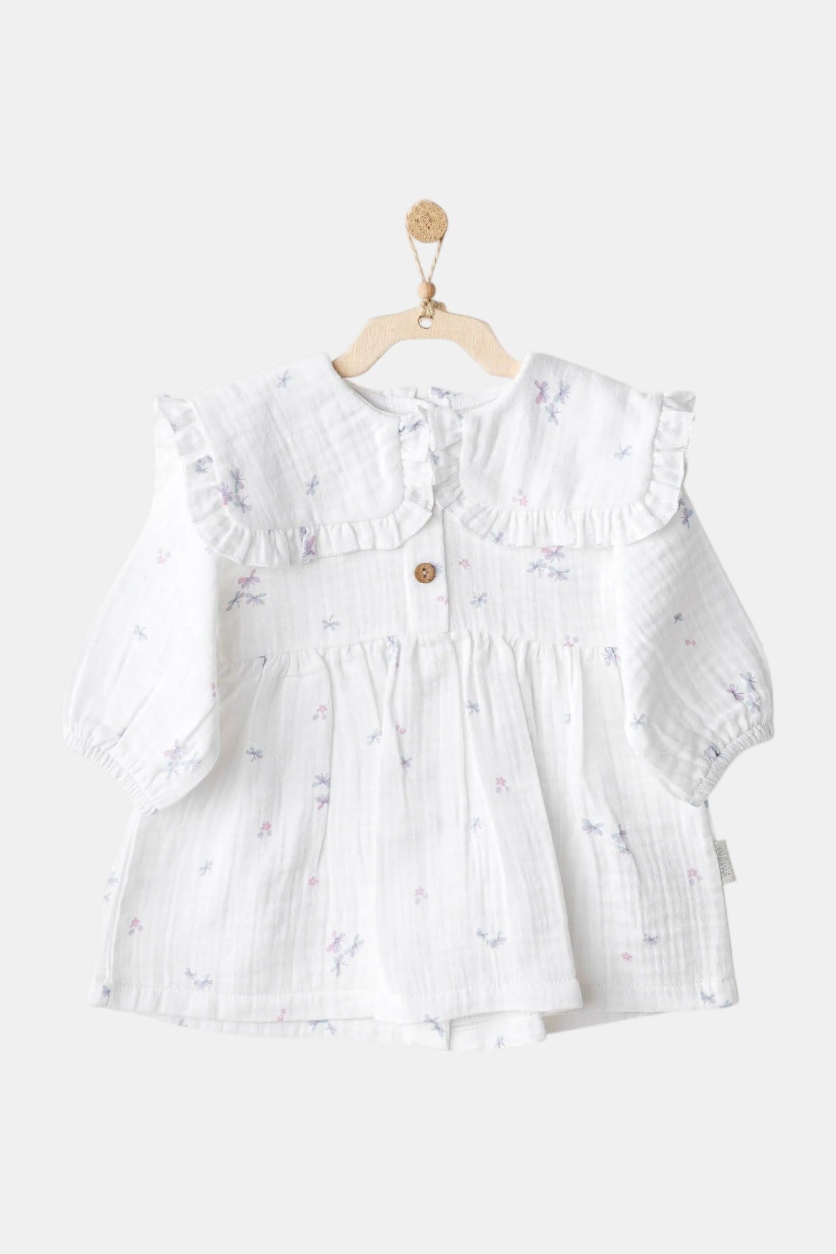 Amdywawa Kız Bebek 0-24 Ay %100 Pamuk Magıcal Butterfly Elbise Beyaz
