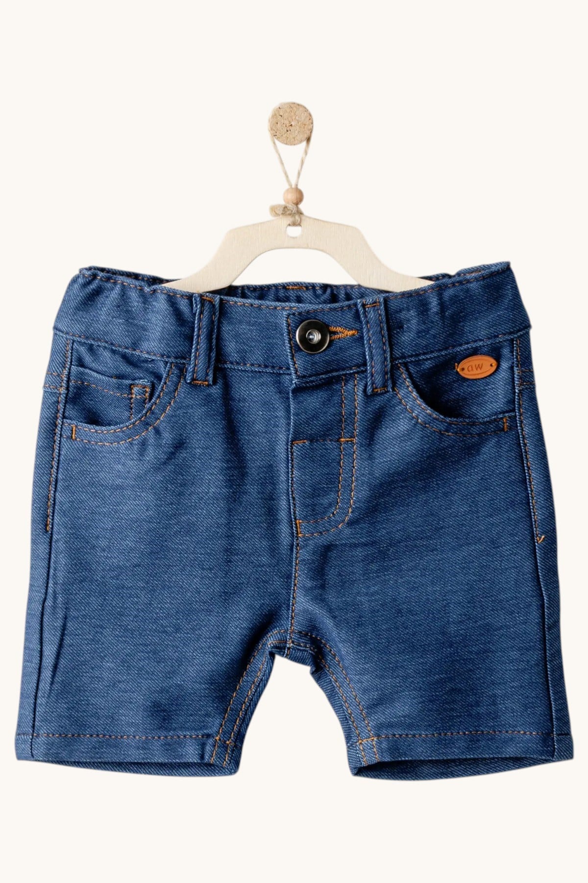 Andywawa Erkek Bebek 3-24 Ay Denim Görünümlü Natural Cotton Şort İndigo