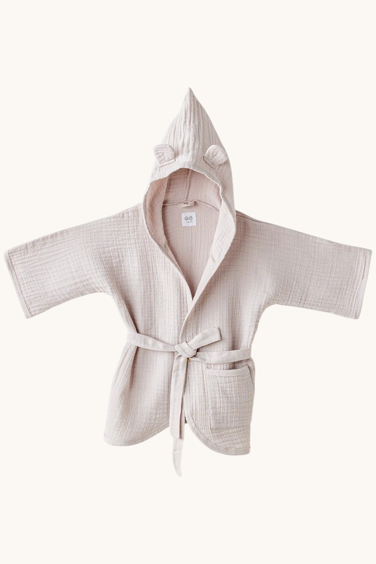 Andywawa Unisex 1-3 Yaş Müslin Bornoz Bej