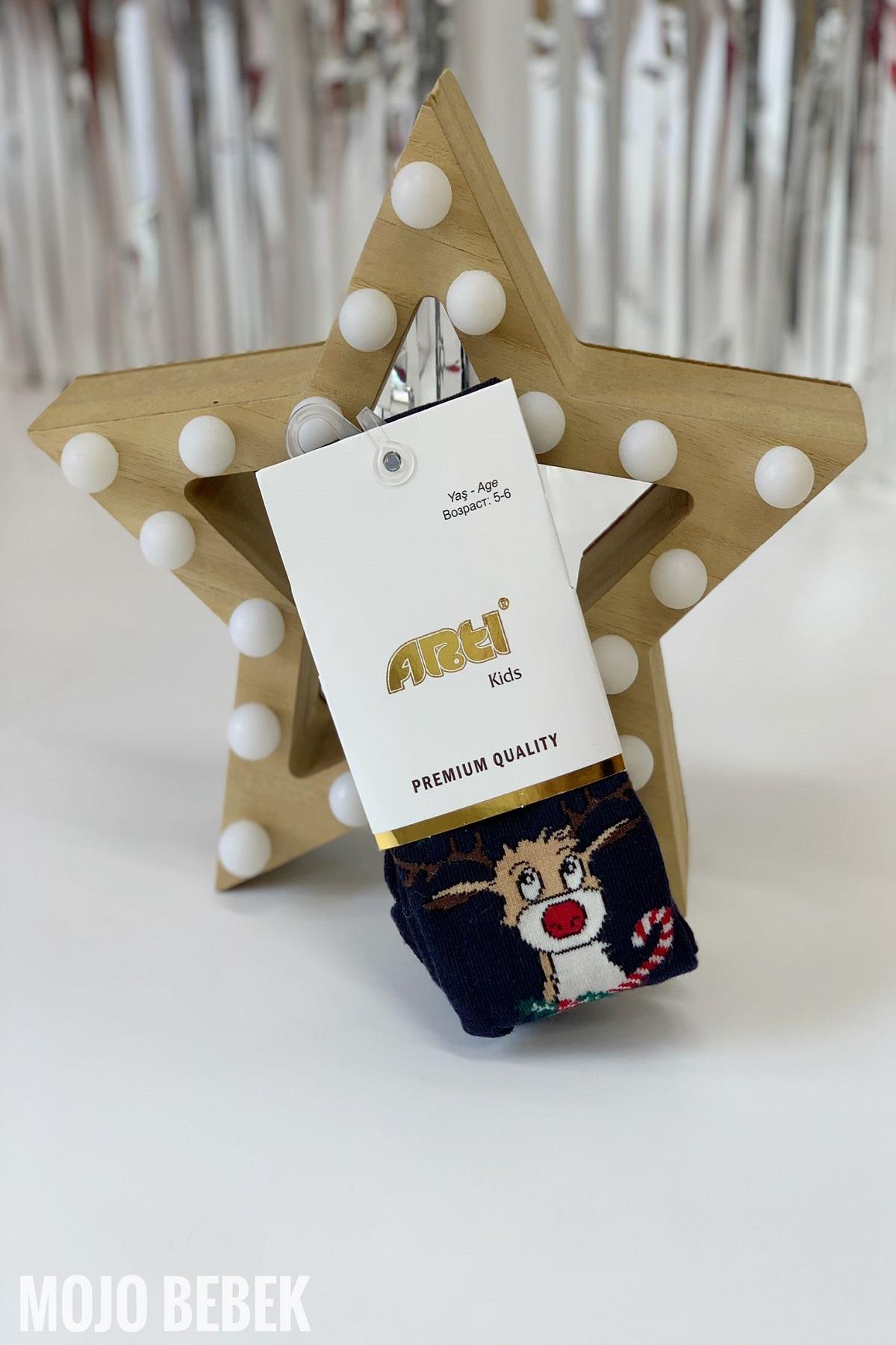 Artı Kids Unisex Çocuk Geyikli Külotlu Çorap 300205 Lacivert