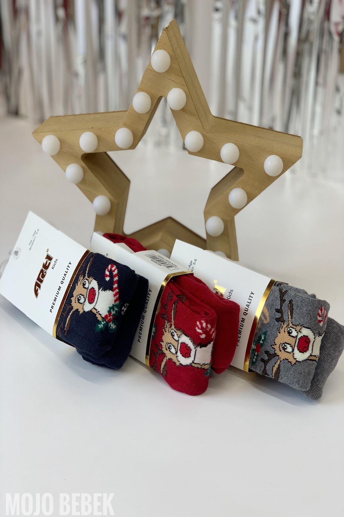 Artı Kids Unisex Çocuk Geyikli Külotlu Çorap 300205 Gri