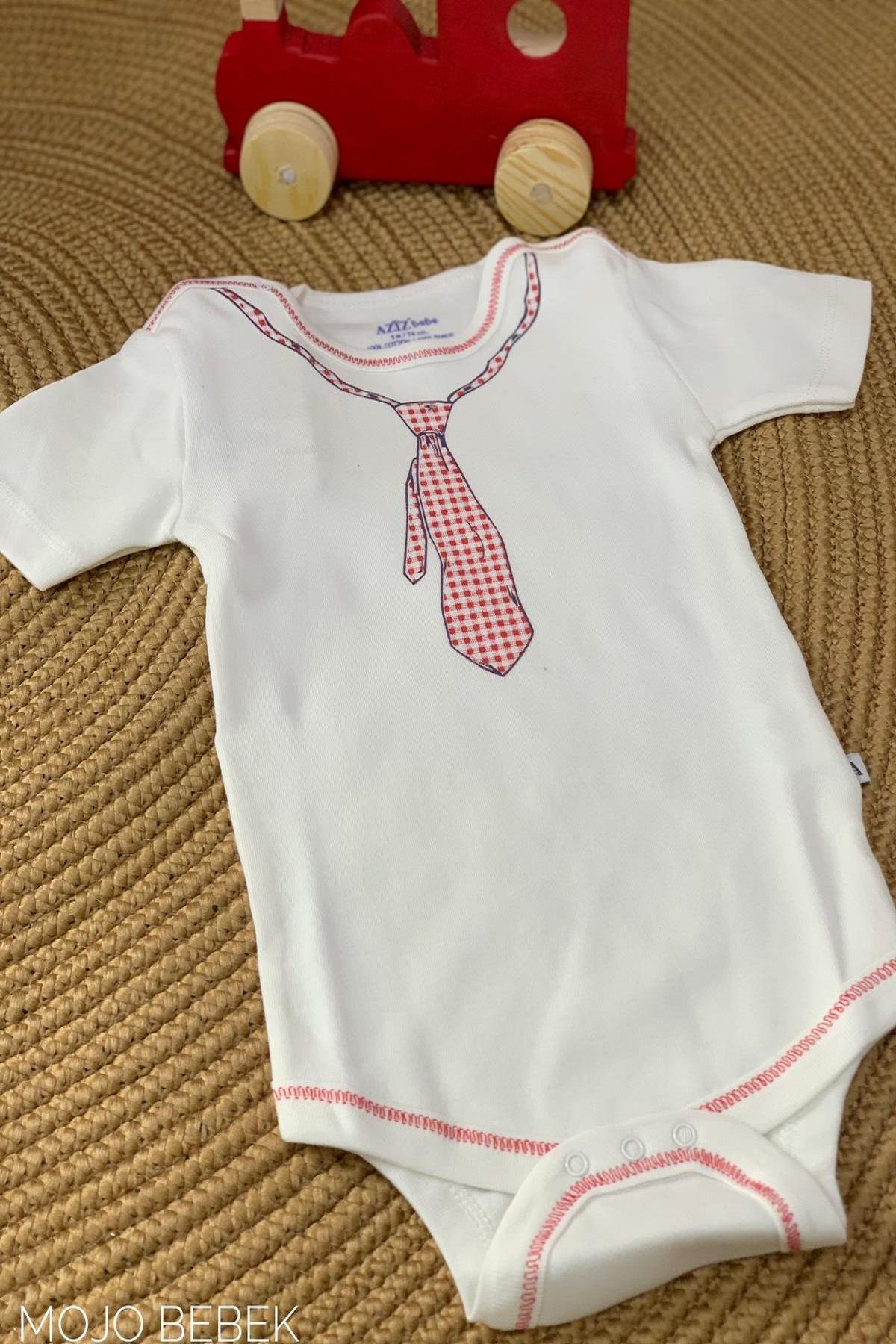 Aziz Bebe Desenli Uzun Kol Çıtçıtlı Body 1287 Ekru