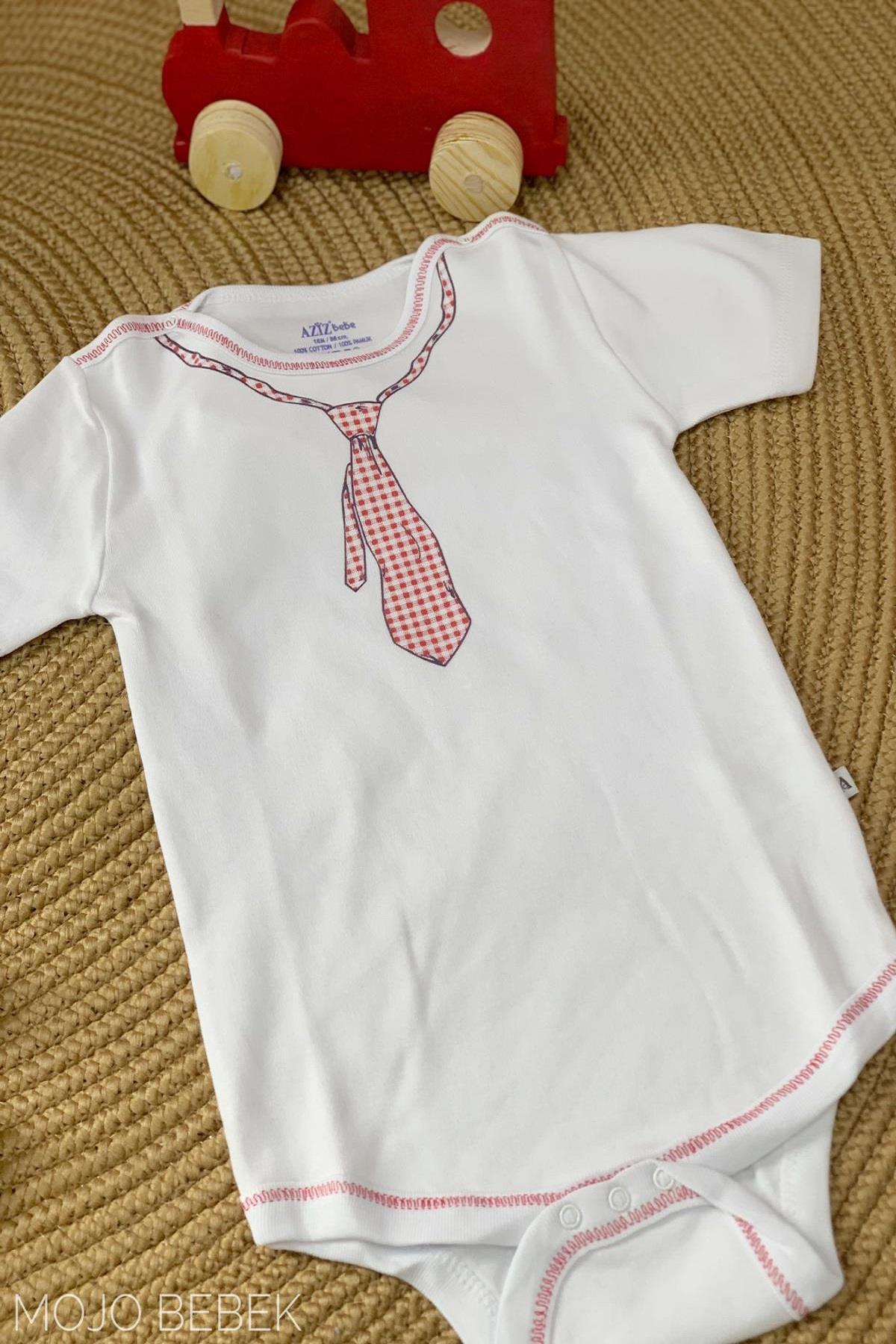 Aziz Bebe Desenli Uzun Kol Çıtçıtlı Body 1287 Beyaz