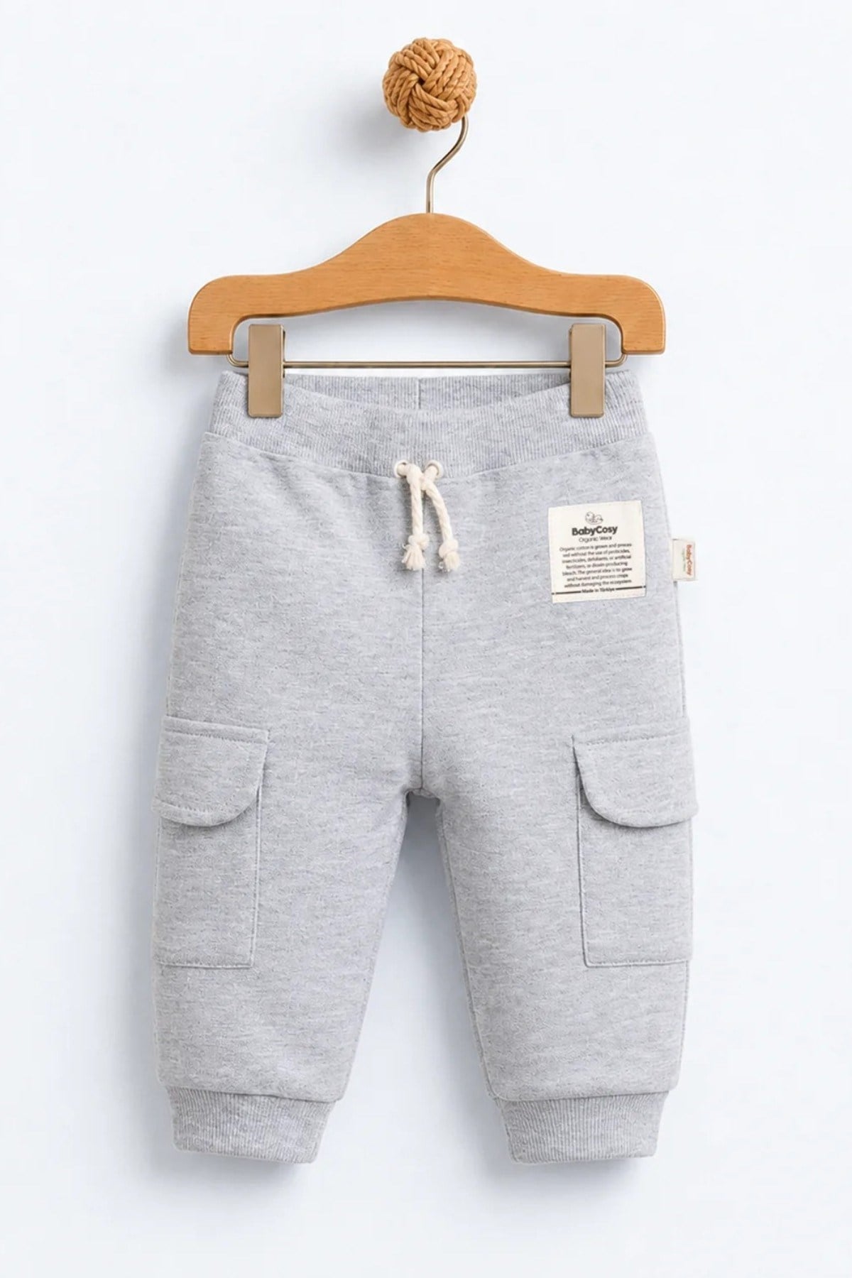 BabyCosy Erkek Bebek 3-24 Ay Cep Detaylı Eşofman Altı Gri