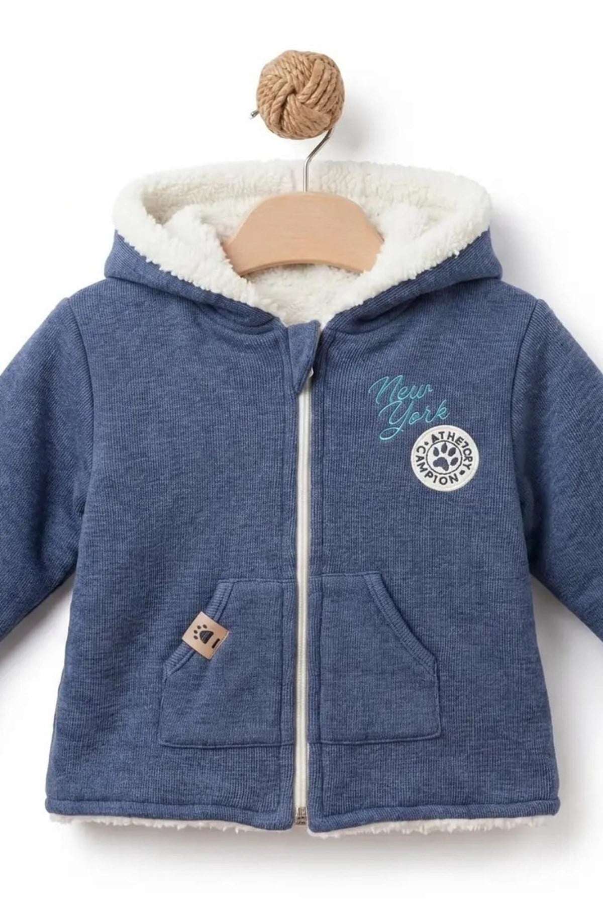 BabyCosy Erkek Bebek 3-24 Ay Welsoft Kapüşonlu Hırka Lacivert