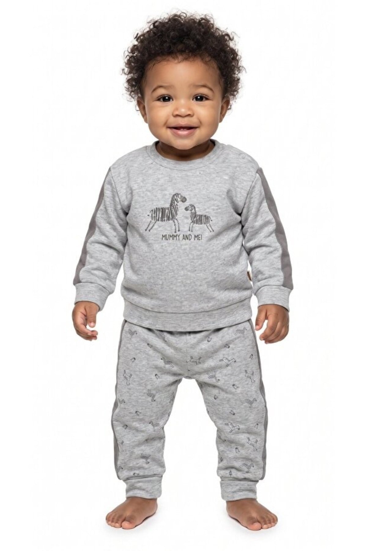 BabyCosy Erkek Bebek 3-24 Ay Zebra Desenli İkili Takım Gri