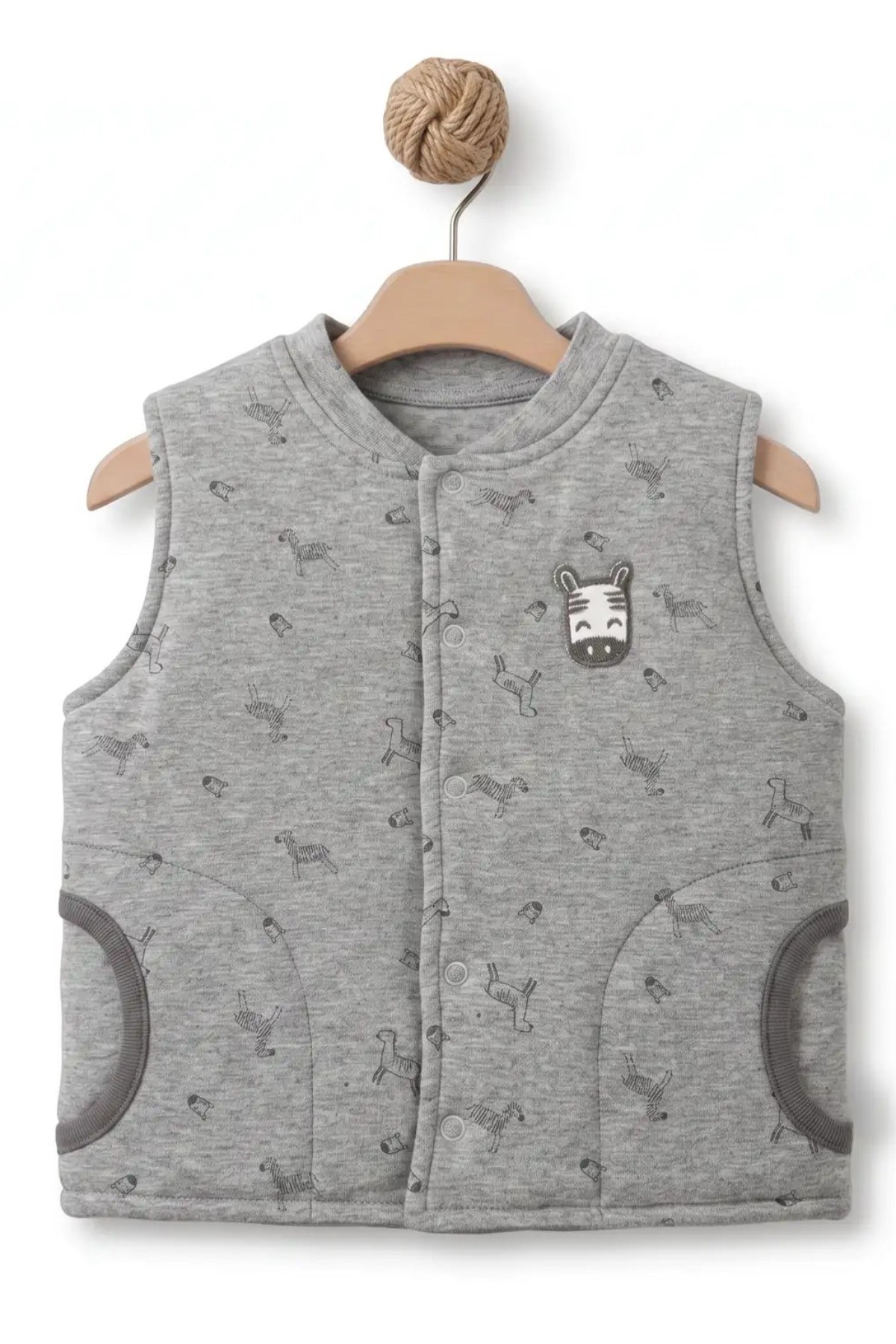 BabyCosy Erkek Bebek 3-24 Ay Zürafa Desenli Yelek Gri