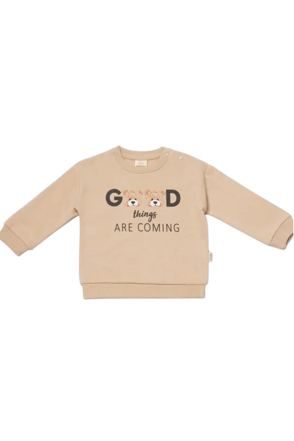 BabyCosy Unisex Bebek 3-24 Ay Ayıcık Desenli Sweatshirt Bej