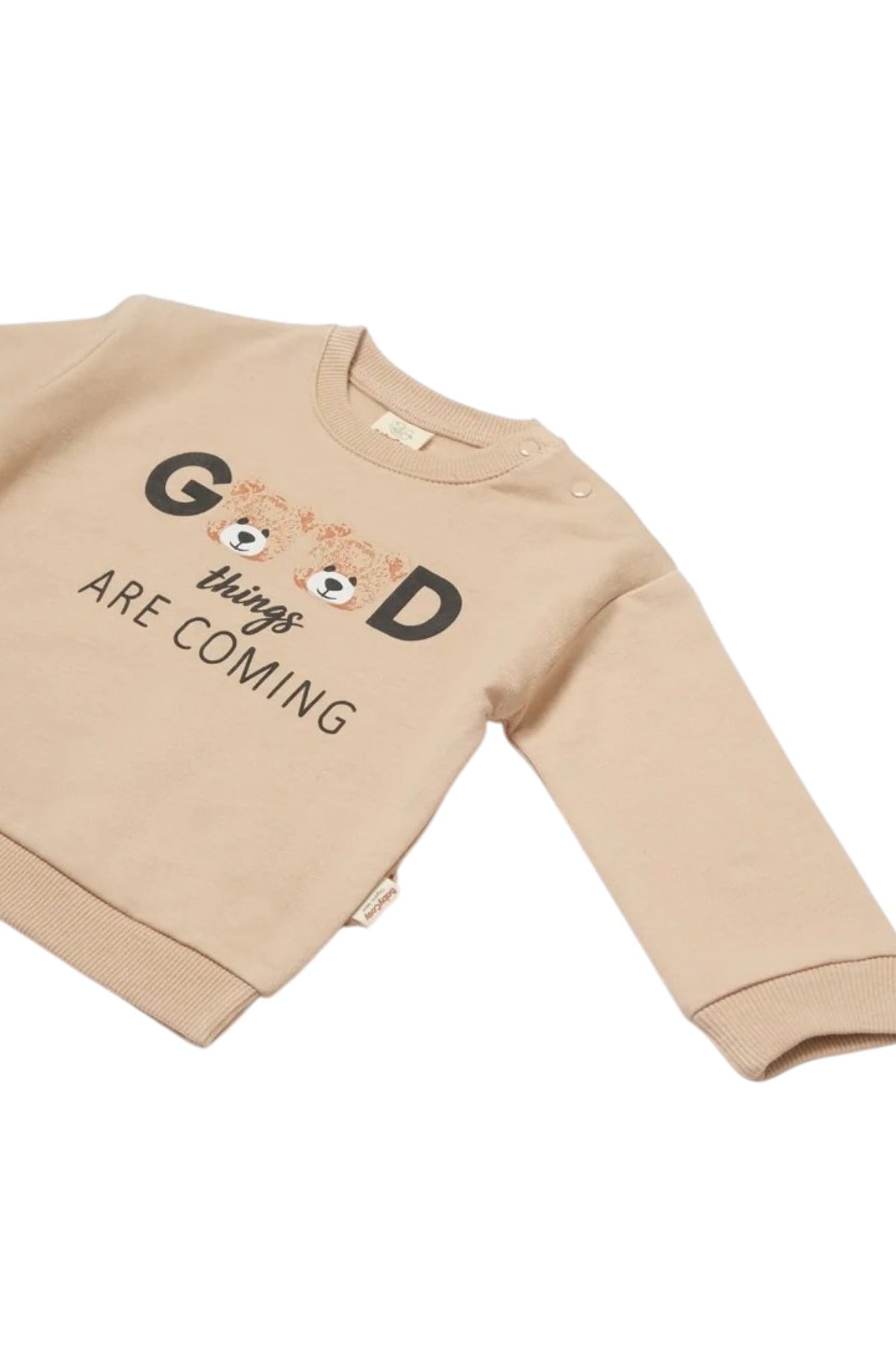BabyCosy Unisex Bebek 3-24 Ay Ayıcık Desenli Sweatshirt Bej