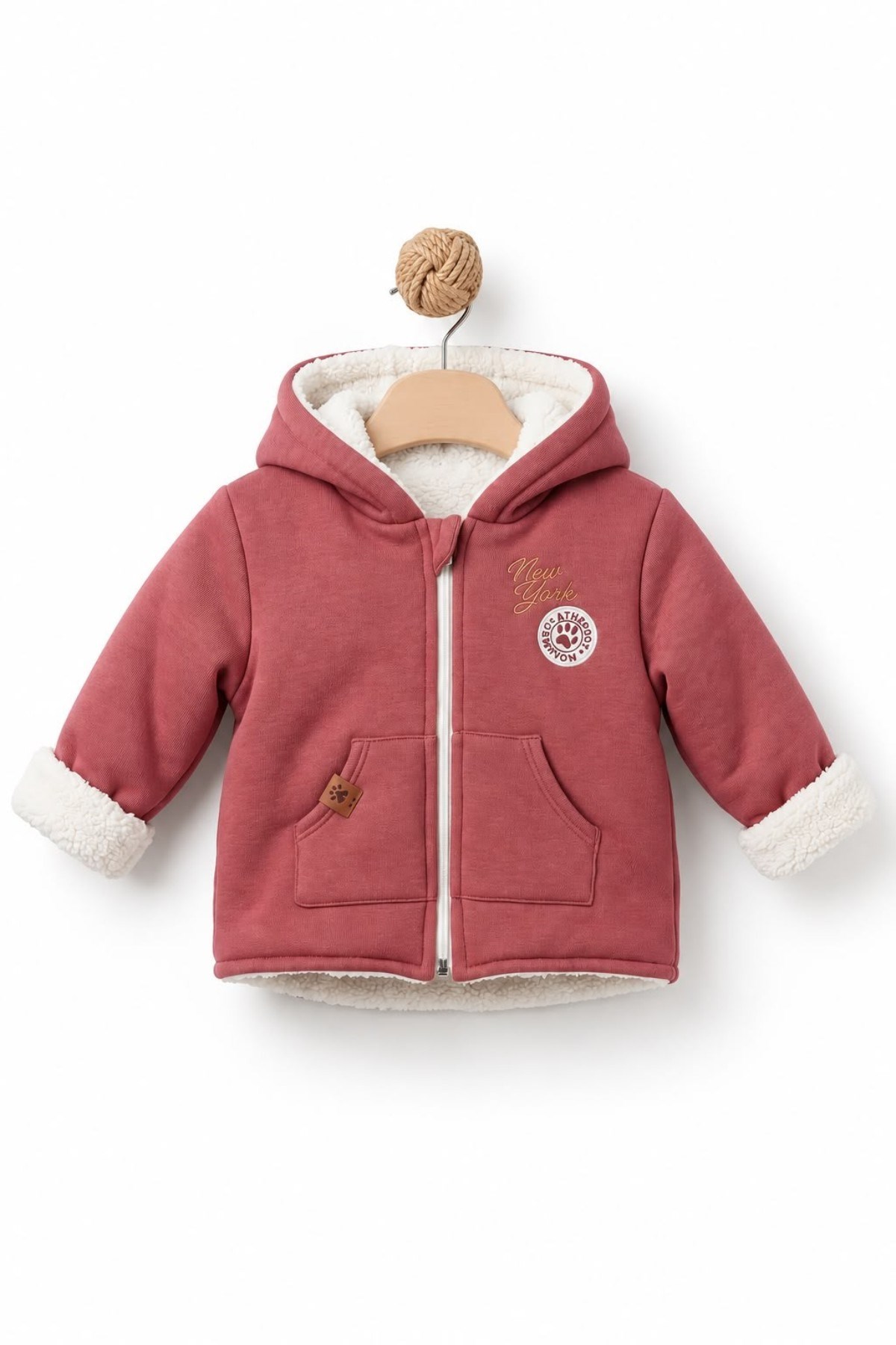 BabyCosy Unisex Bebek 3-24 Ay Welsoft Kapüşonlu Hırka Kiremit