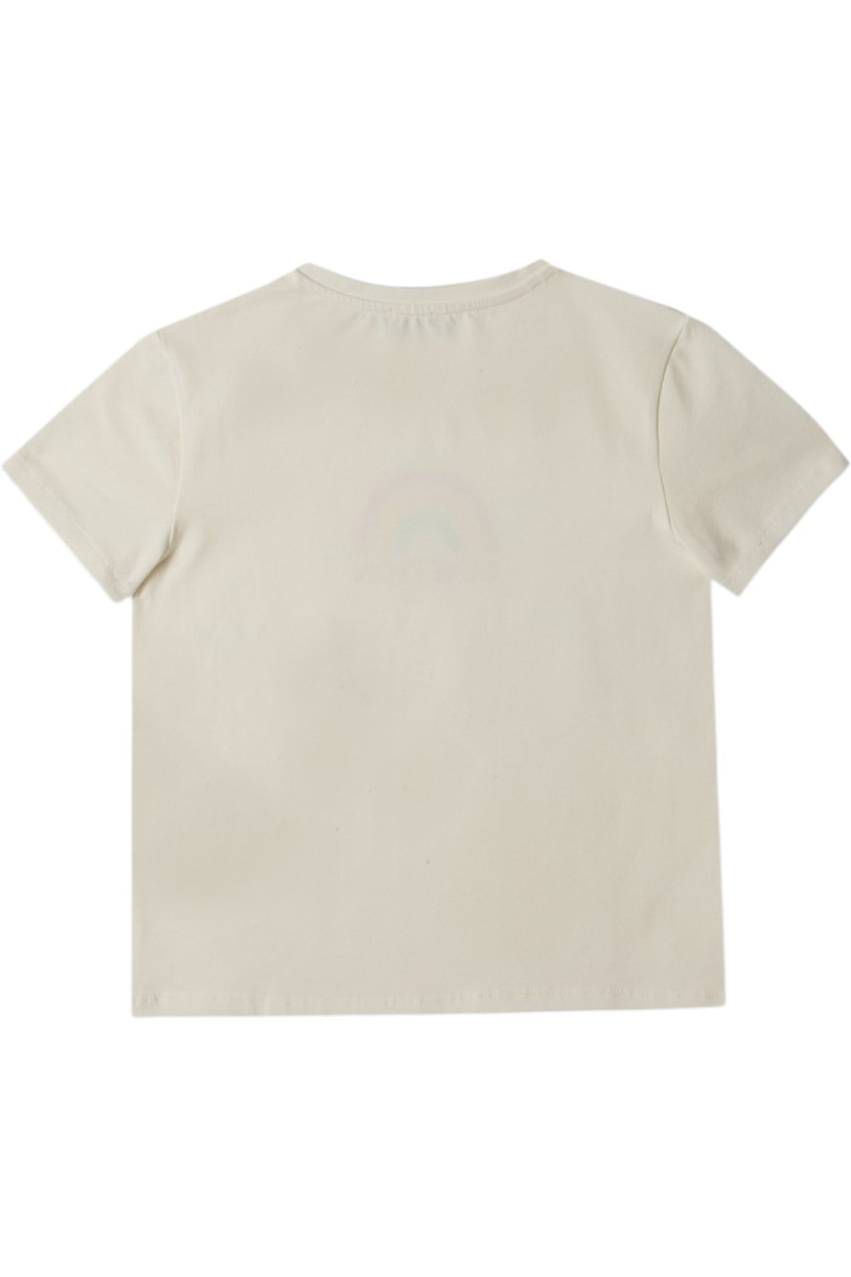 Benetton 4-14 Yaş Kız Çocuk  Gökkuşağı Baskılı Kısa Kol T-Shirt Beyaz