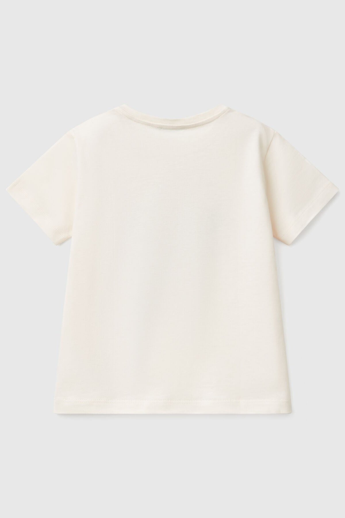 Benetton Erkek Bebek 1-6 Yaş Baskılı Kısa Kol T-shirt Ekru
