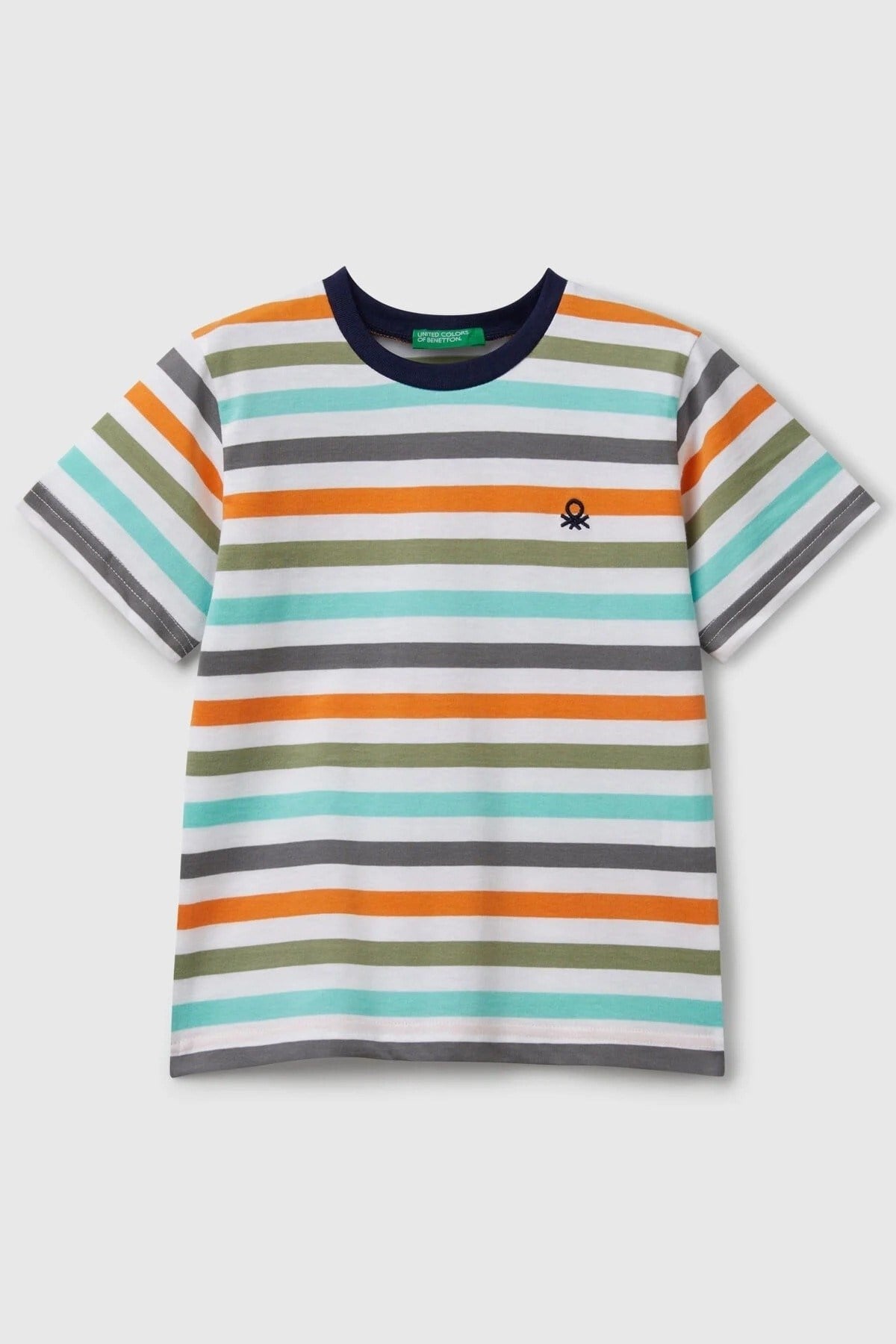 Benetton Erkek Bebek 1-6 Yaş Bisiklet Yaka Çizgili Kısa Kol T-shirt Renkli