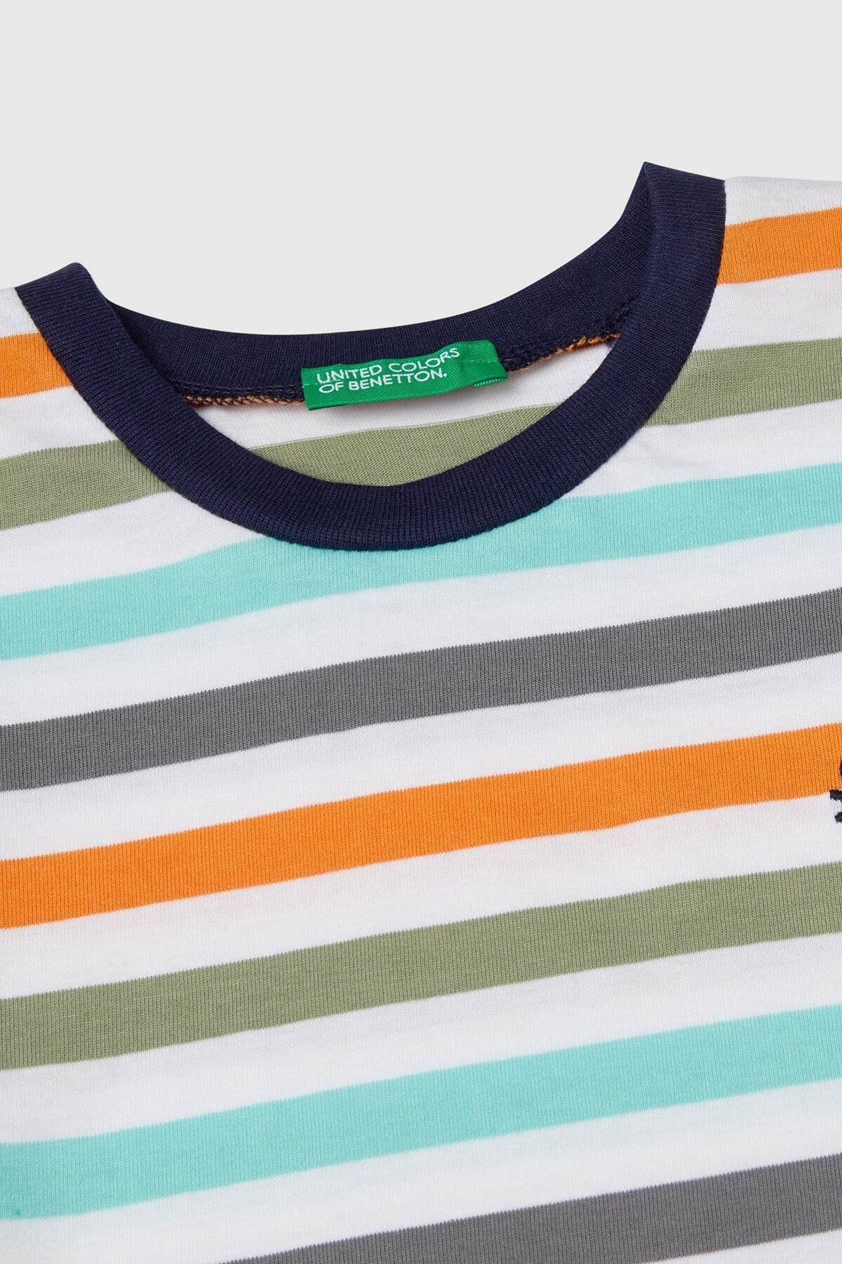 Benetton Erkek Bebek 1-6 Yaş Bisiklet Yaka Çizgili Kısa Kol T-shirt Renkli