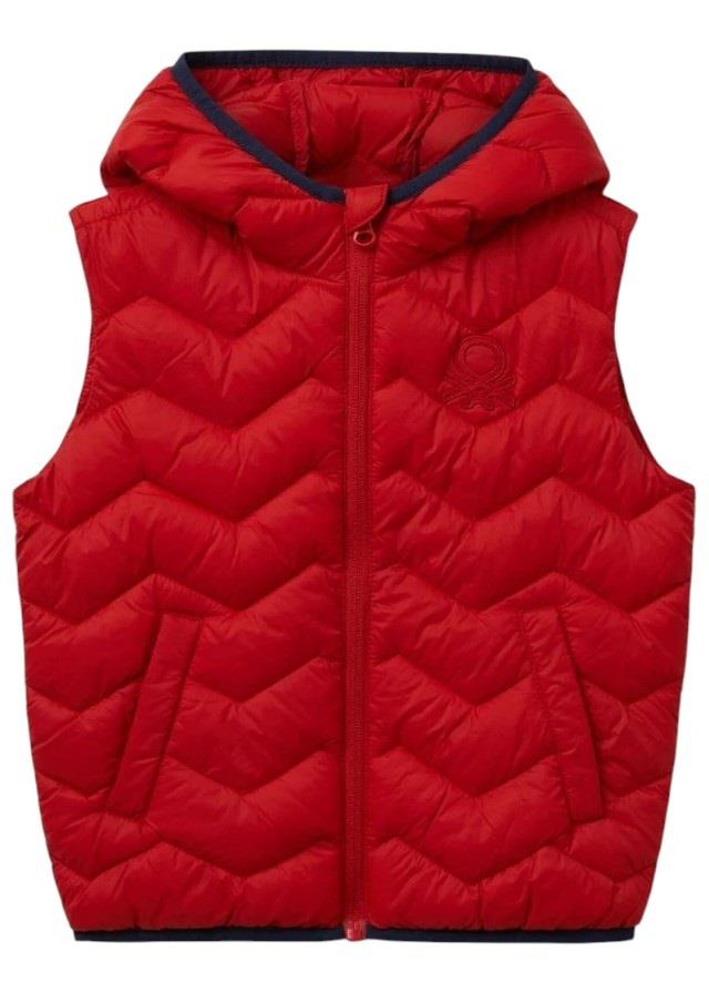 Benetton Erkek Bebek 1-6 Yaş Logo İşlemeli Kapüşonlu Yelek Kırmızı