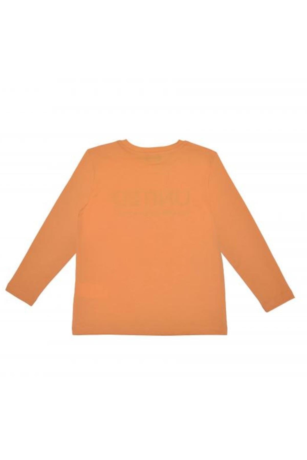 Benetton Erkek Çocuk 4-14 Yaş Baskılı Uzunkol T-Shirt Turuncu