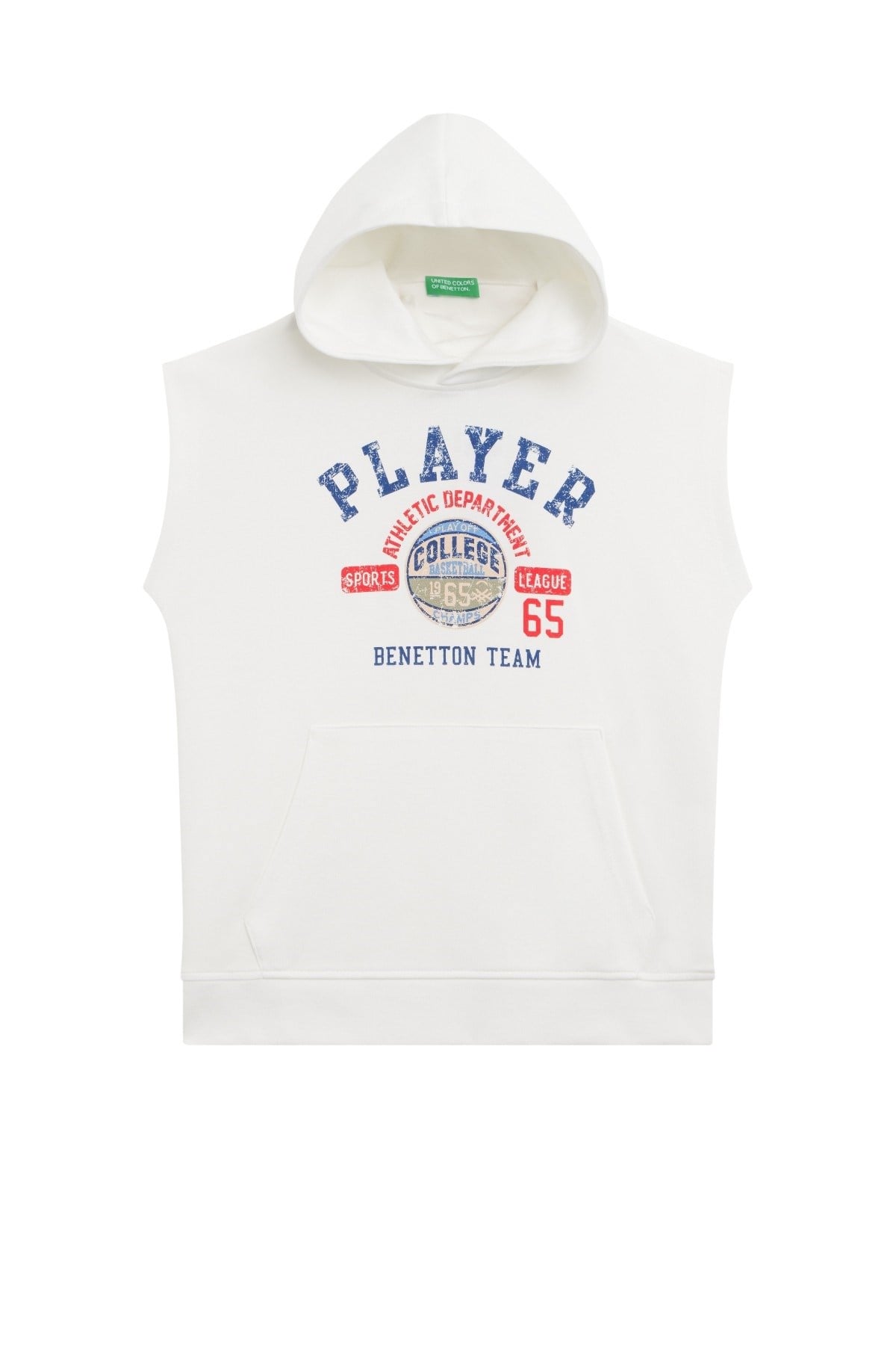 Benetton Erkek Çocuk 4-14 Yaş Kapüşonlu Kolsuz T-shirt Beyaz