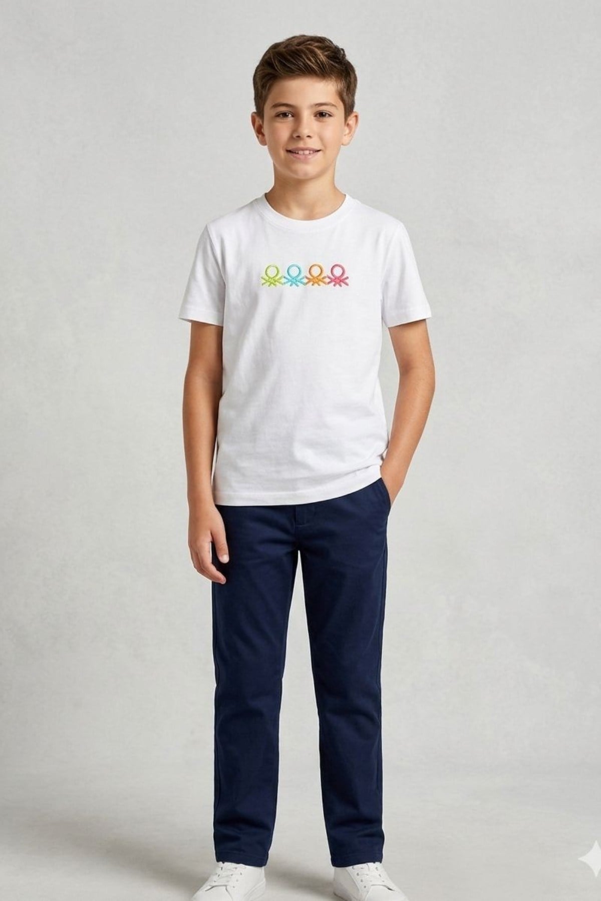 Benetton Erkek Çocuk 4-14 Yaş Logo Baskılı  Kısa Kol T-Shirt Beyaz