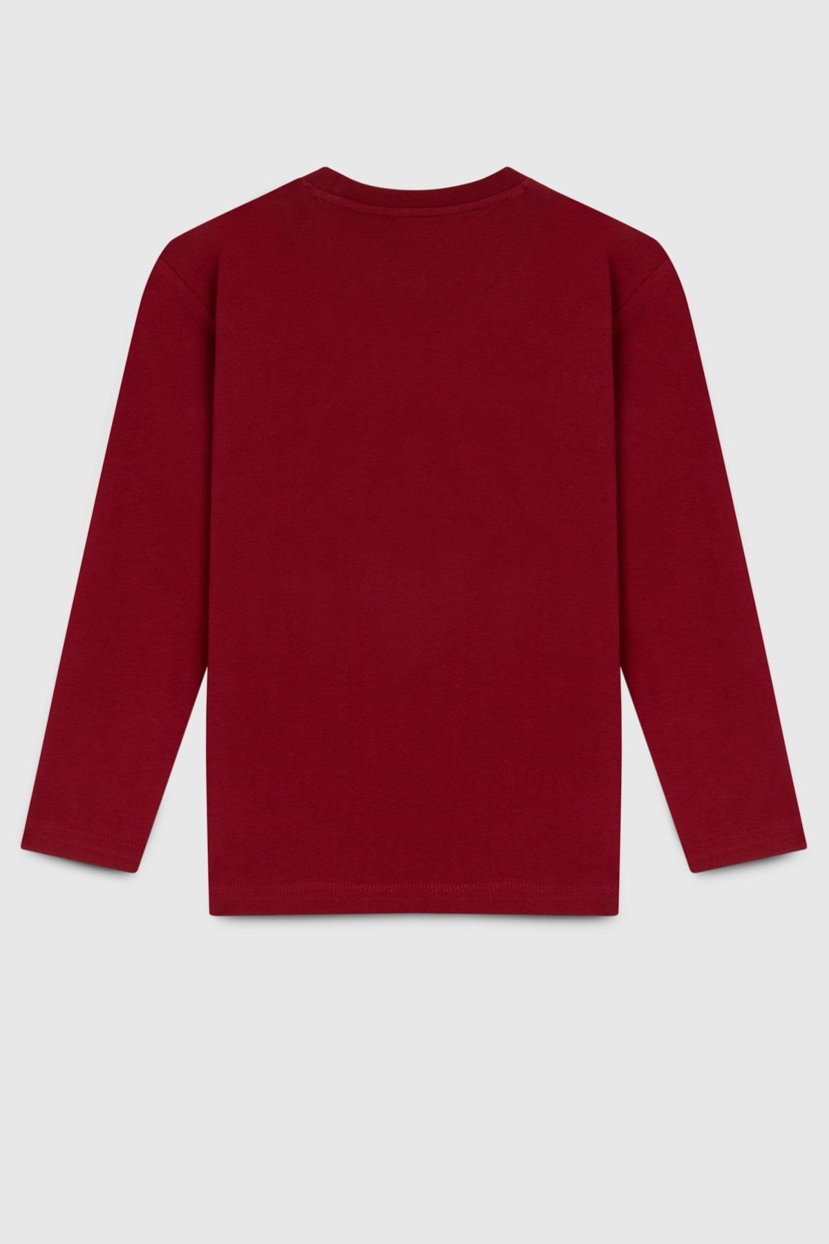 Benetton Erkek Çocuk 4-14 Yaş Logo Baskılı Uzun Kol T-shirt Bordo