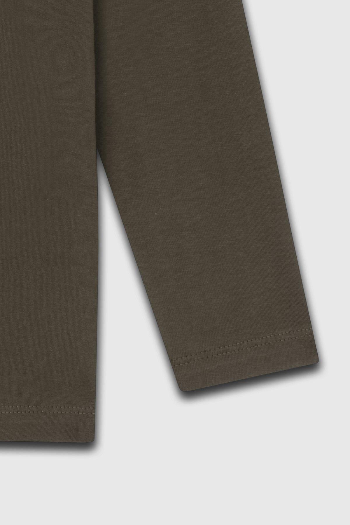 Benetton Erkek Çocuk 4-14 Yaş Logo Baskılı Uzun Kol T-shirt Haki