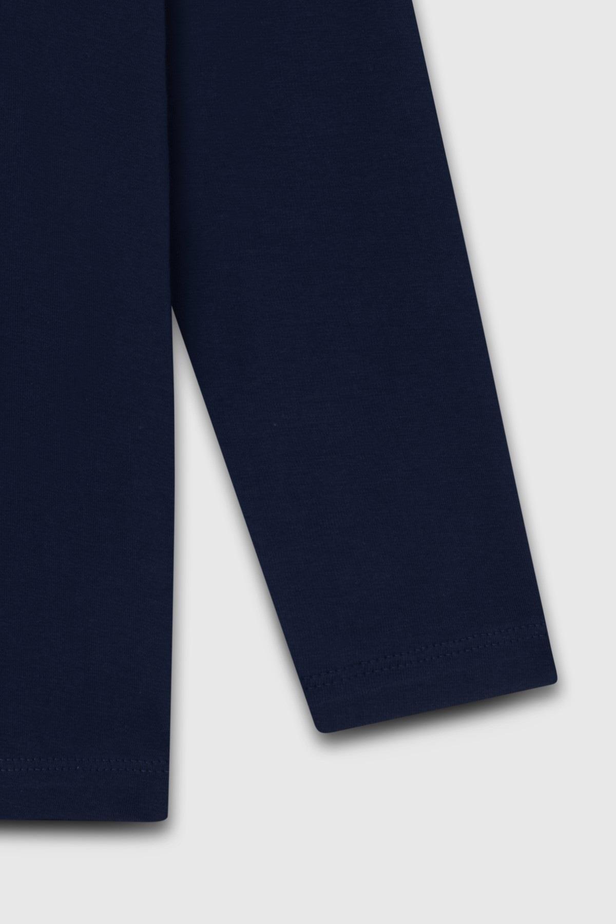 Benetton Erkek Çocuk 4-14 Yaş Logo Baskılı Uzun Kol T-shirt Lacivert