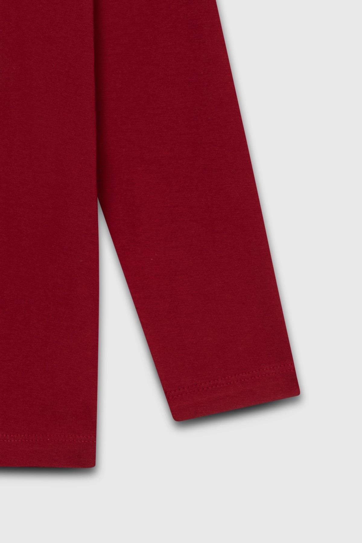 Benetton Erkek Çocuk 4-14 Yaş Logo Baskılı Uzun Kol T-shirt Bordo