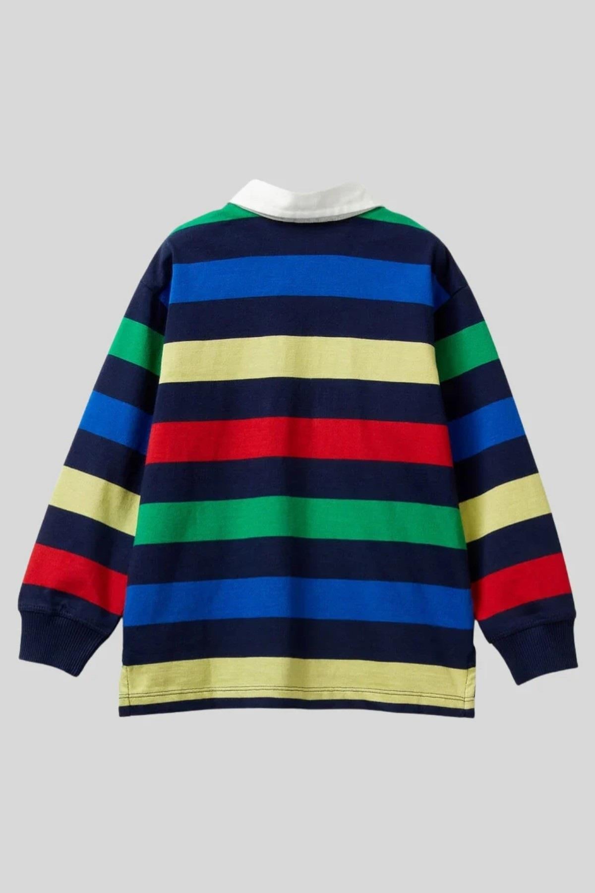 Benetton Erkek Çocuk 6-14 Yaş Polo Yaka Uzunkol T-Shirt Lacivert