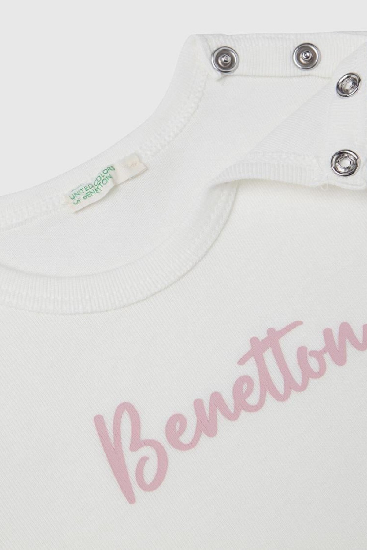 Benetton Kız Bebek 0-18 Ay Logo Desenli Uzun Kol T-Shirt Pudra