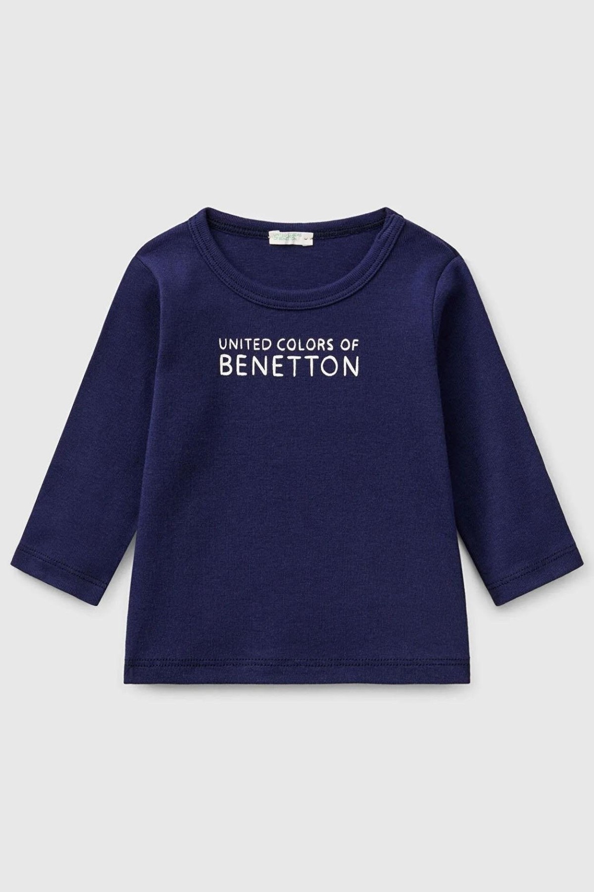 Benetton Kız Bebek 0-18 Ay Logo Desenli Uzun Kol T-Shirt Lacivert