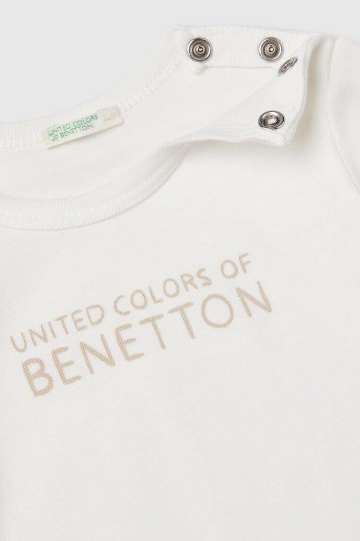 Benetton Kız Bebek 0-18 Ay Logo Desenli Uzun Kol T-Shirt Bej