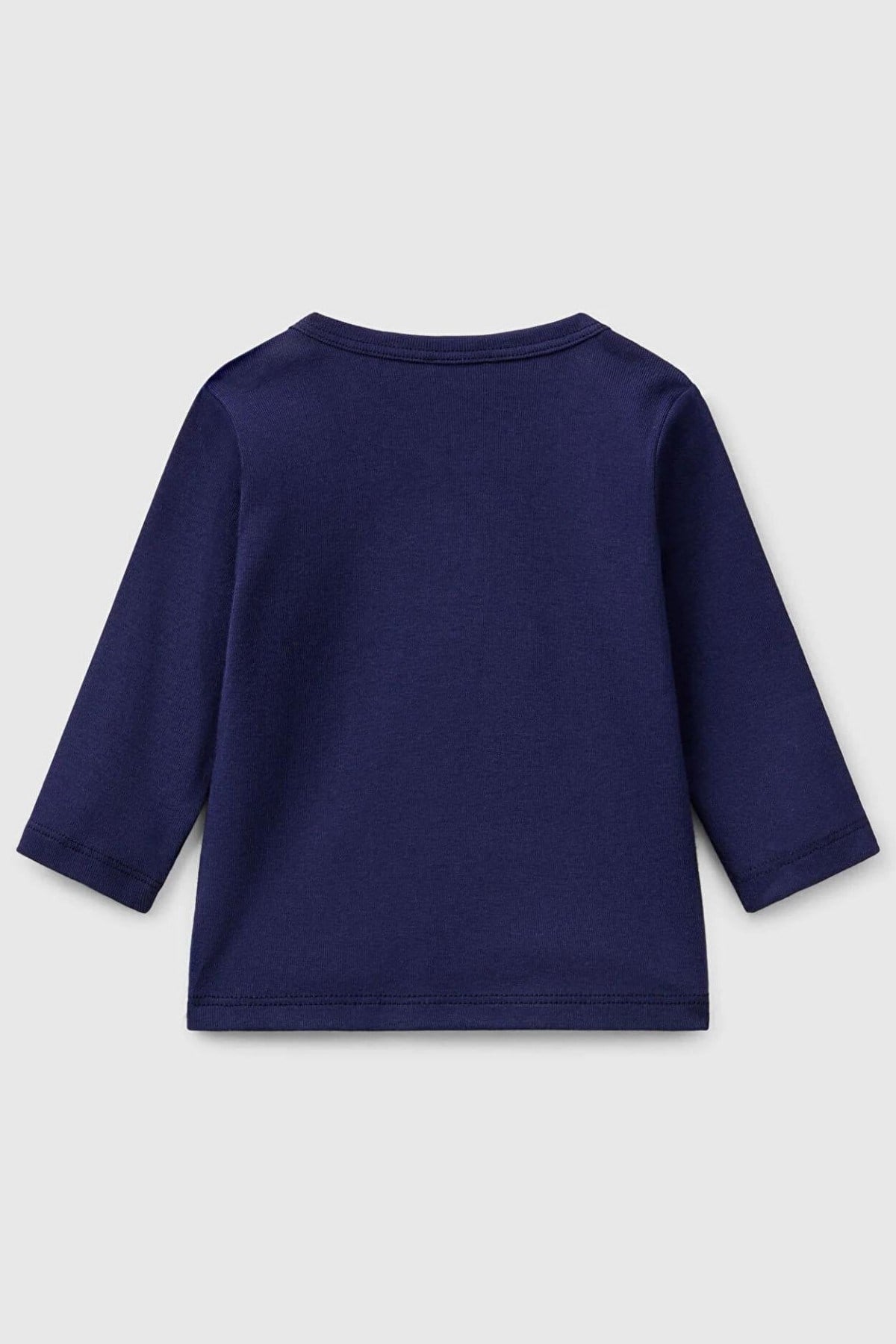 Benetton Kız Bebek 0-18 Ay Logo Desenli Uzun Kol T-Shirt Lacivert
