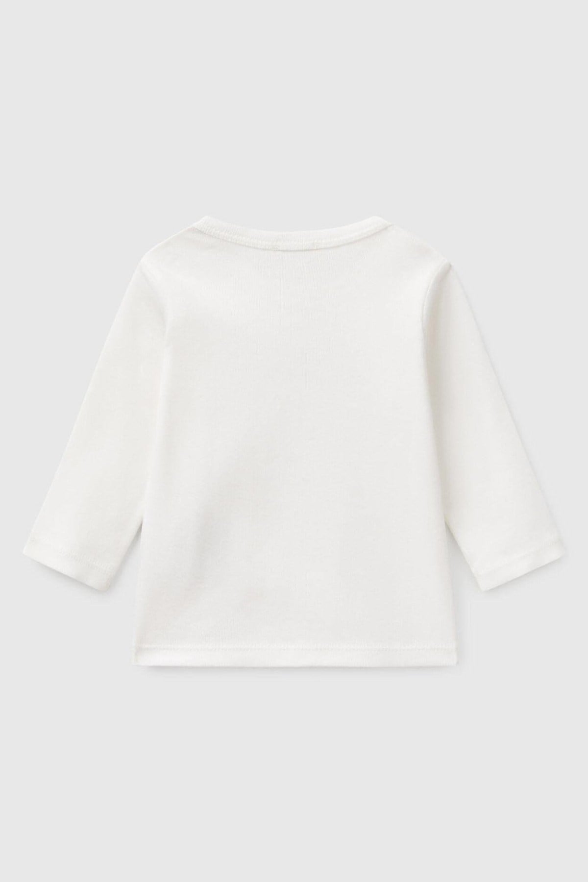 Benetton Kız Bebek 0-18 Ay Logo Desenli Uzun Kol T-Shirt Bej