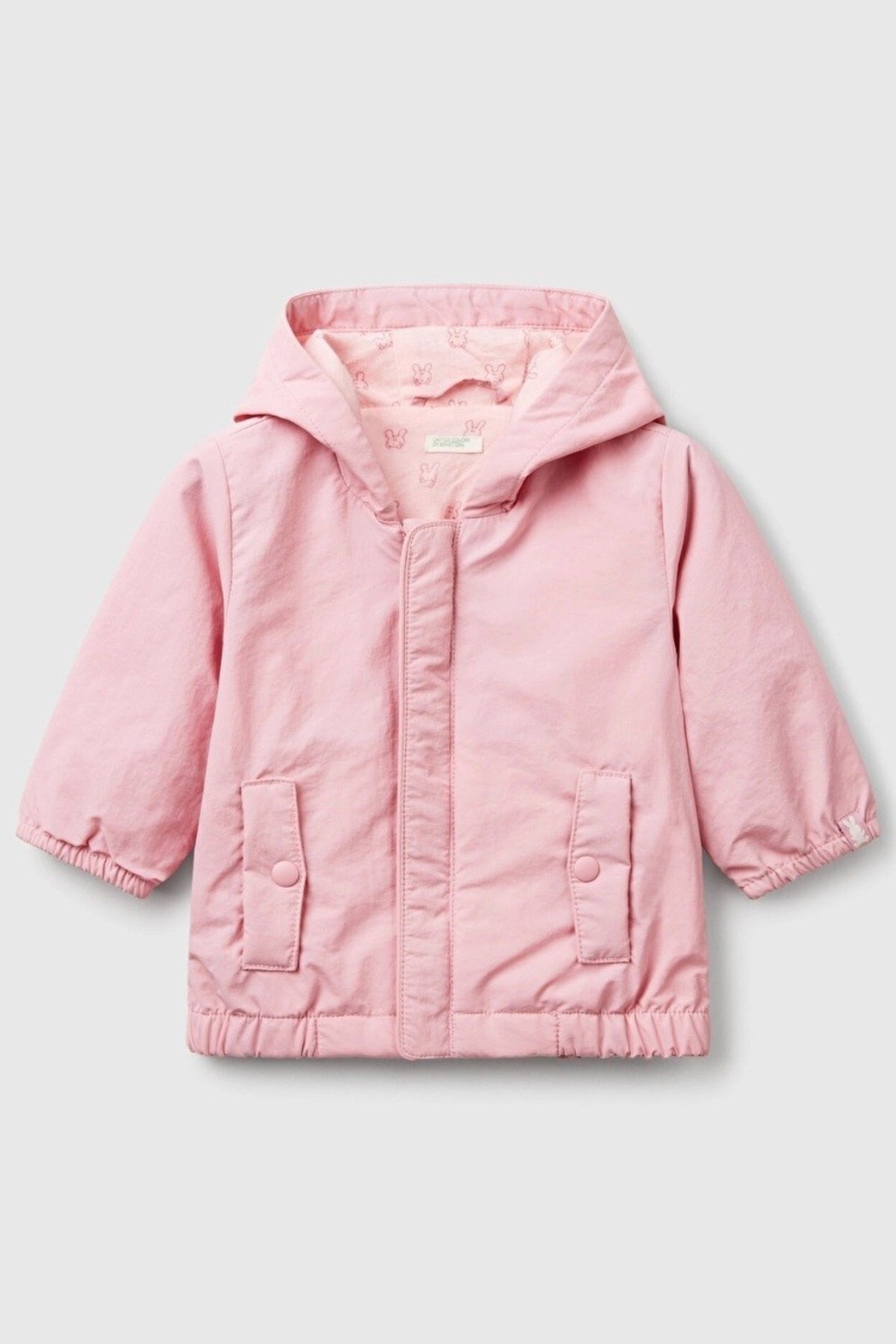Benetton Kız Bebek 0-18 Ay Penye Astarlı Yağmurluk Pembe