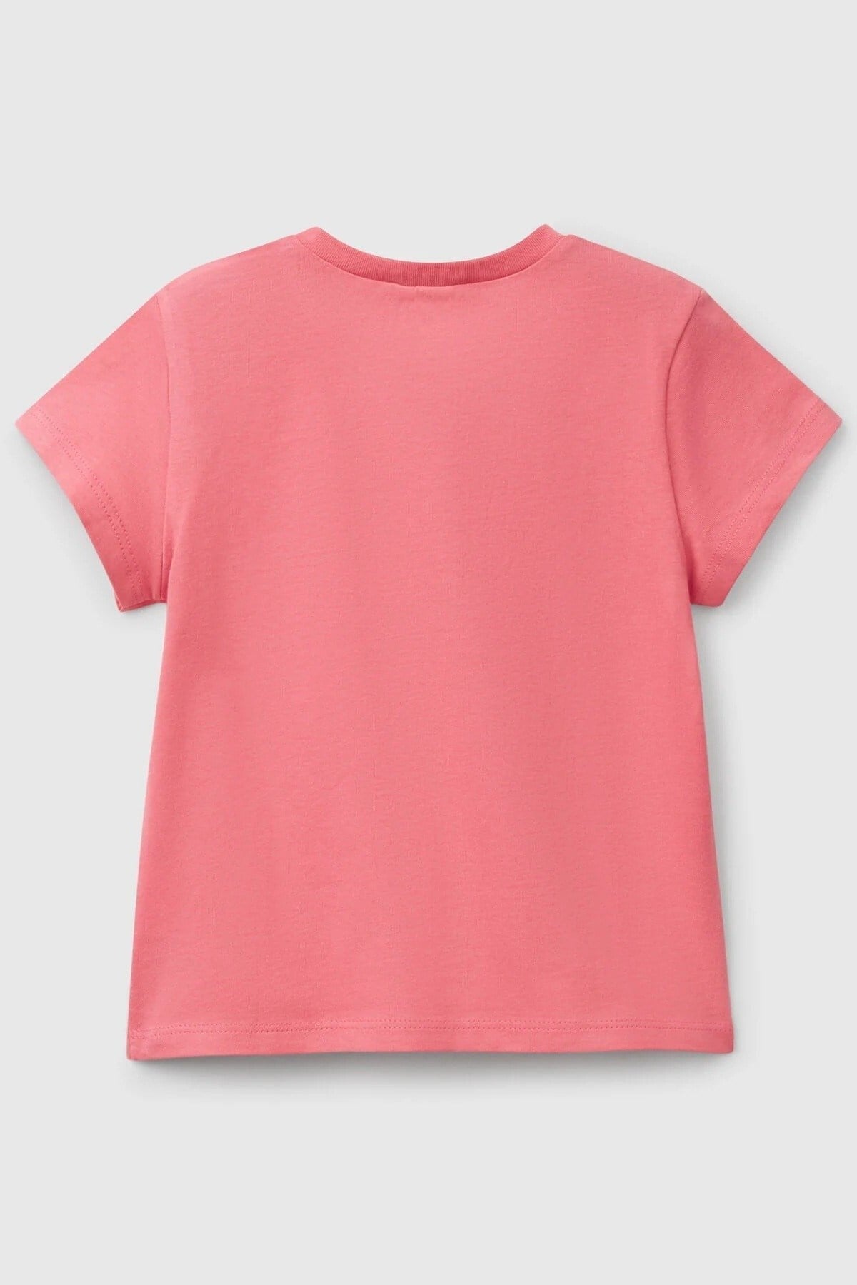 Benetton Kız Bebek 1-6 Yaş Logo Baskılı Kısa Kol T-shirt Pembe