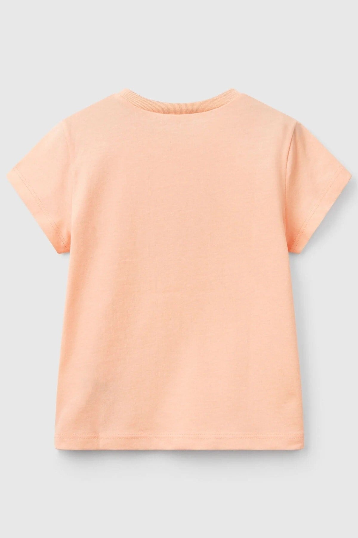 Benetton Kız Bebek 1-6 Yaş Logo Baskılı Kısa Kol T-shirt Somon