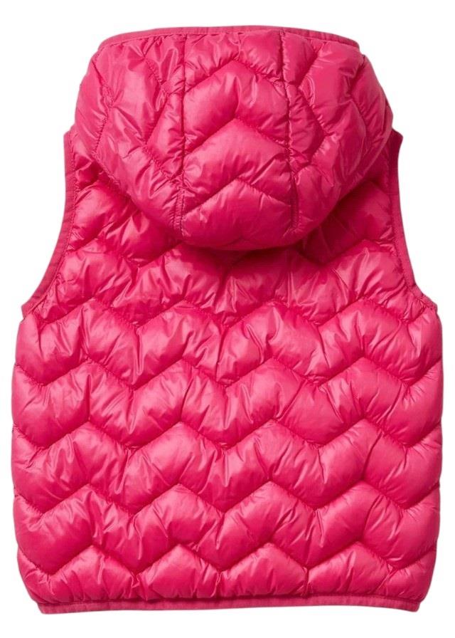 Benetton Kız Bebek 1-6 Yaş Simli Logo Detaylı Kapüşonlu Yelek Fuşya