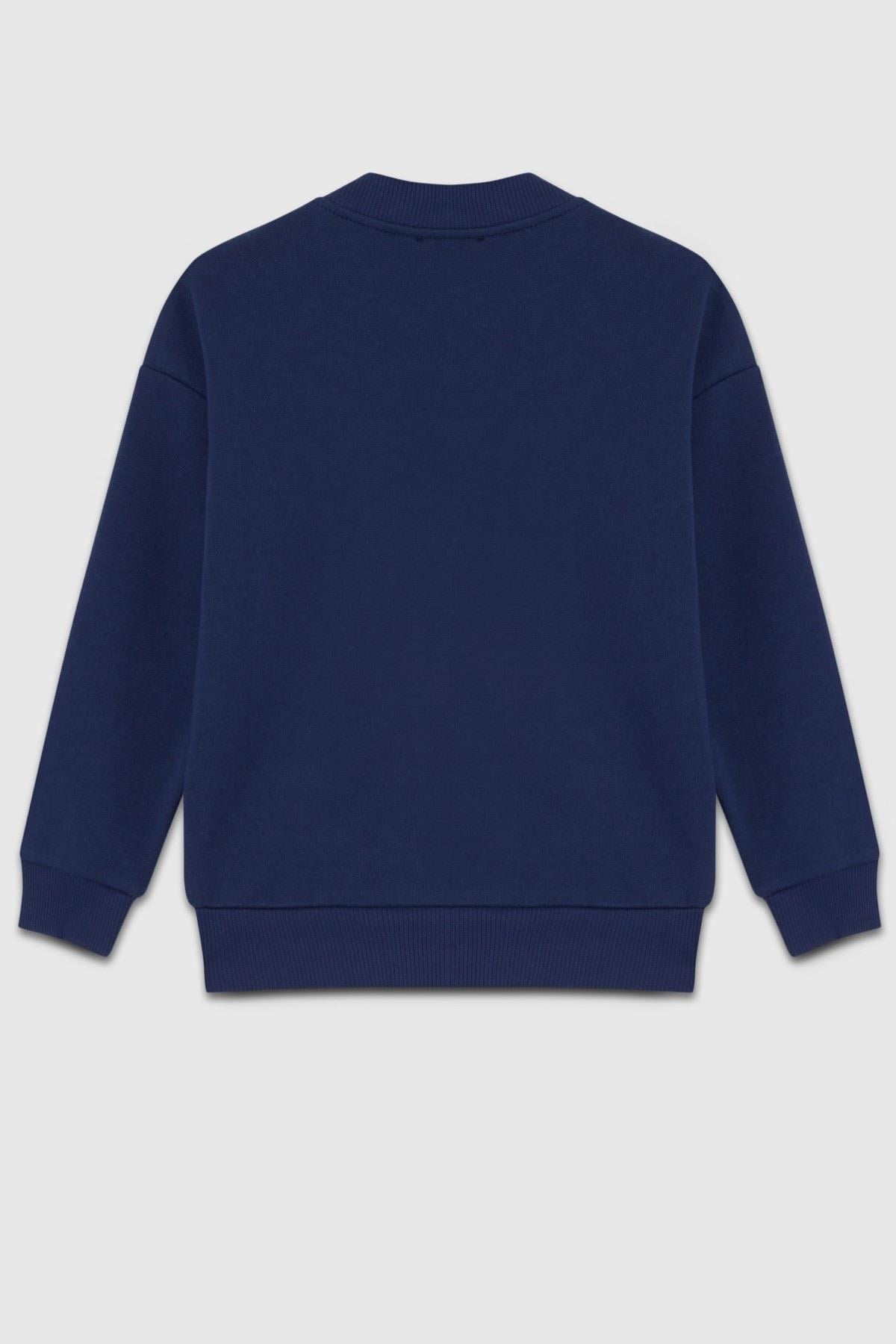 Benetton Kız Çocuk 4-14 Yaş Logo Baskılı Hırka Lacivert