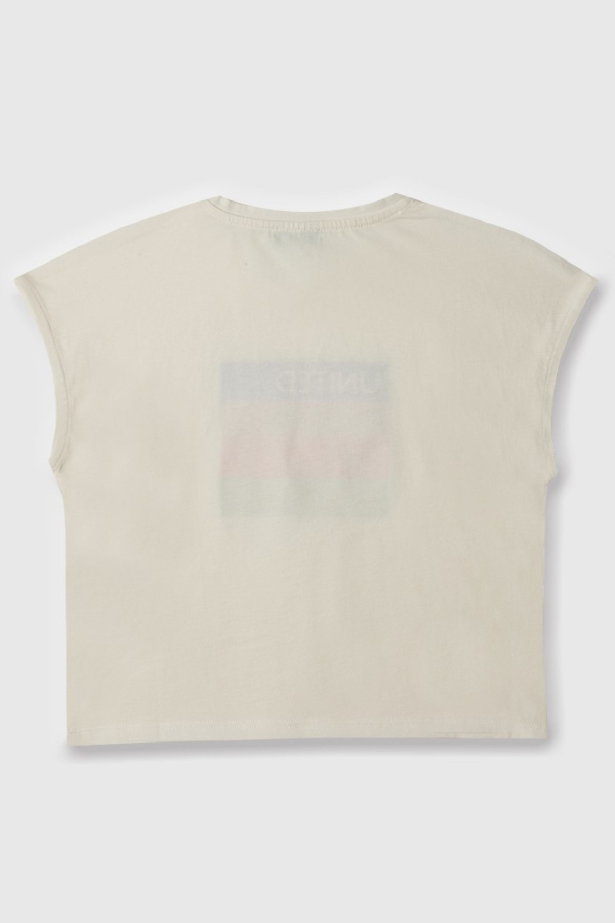 Benetton Kız Çocuk 4-14 Yaş Logo Baskılı Kolsuz T-Shirt Ekru