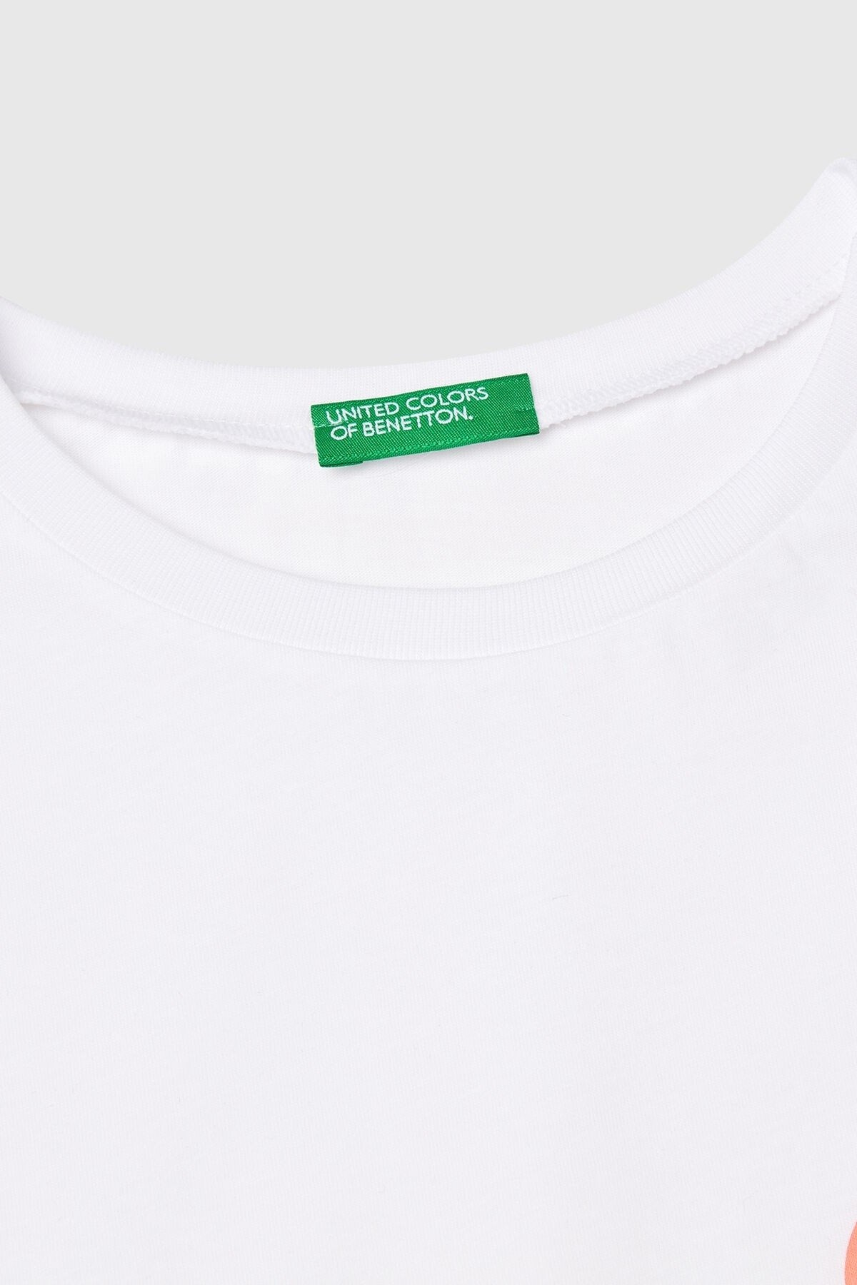 Benetton Kız Çocuk 6-14 Yaş Kalp Baskılı Kolsuz T-shirt Beyaz