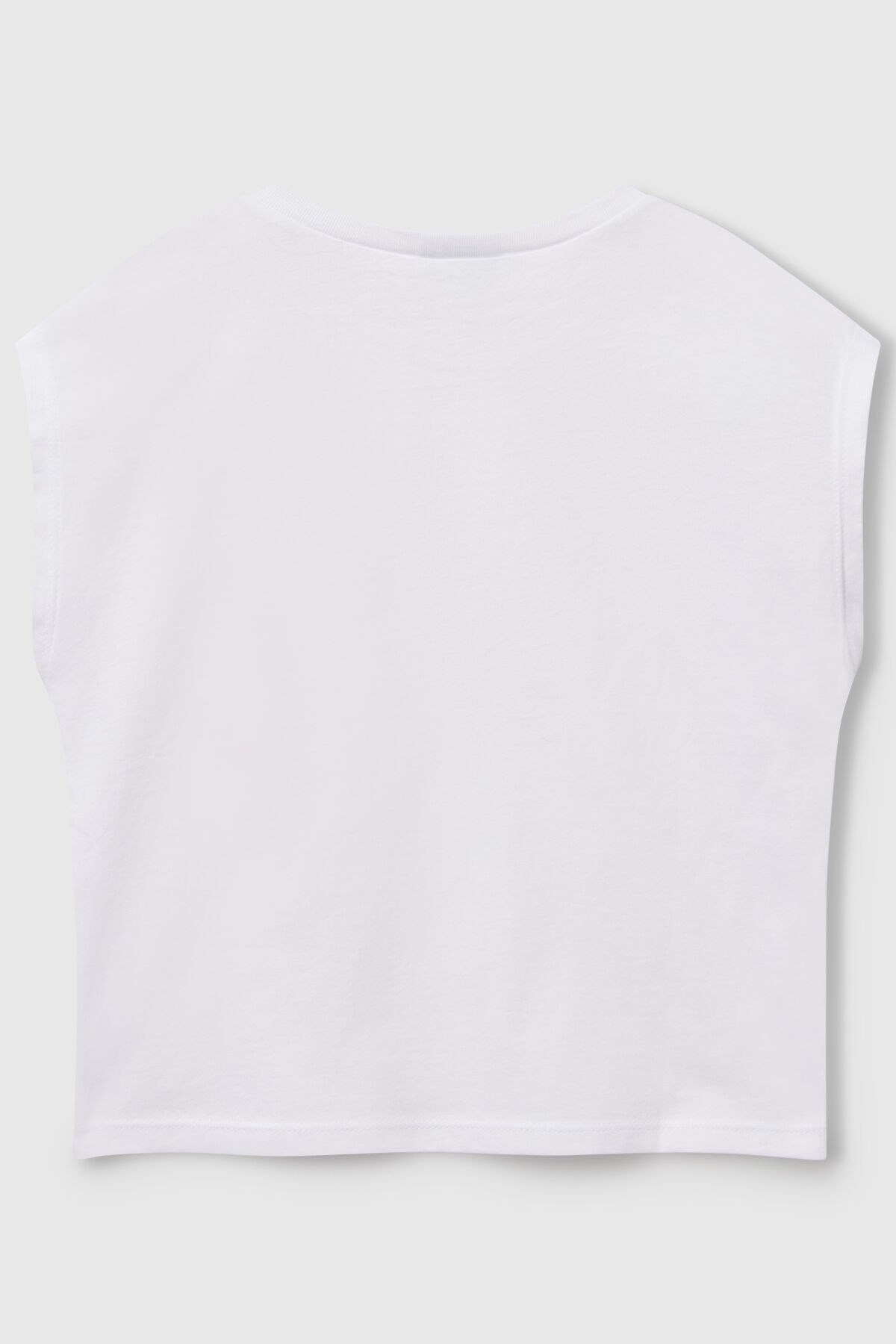 Benetton Kız Çocuk 6-14 Yaş Kalp Baskılı Kolsuz T-shirt Beyaz