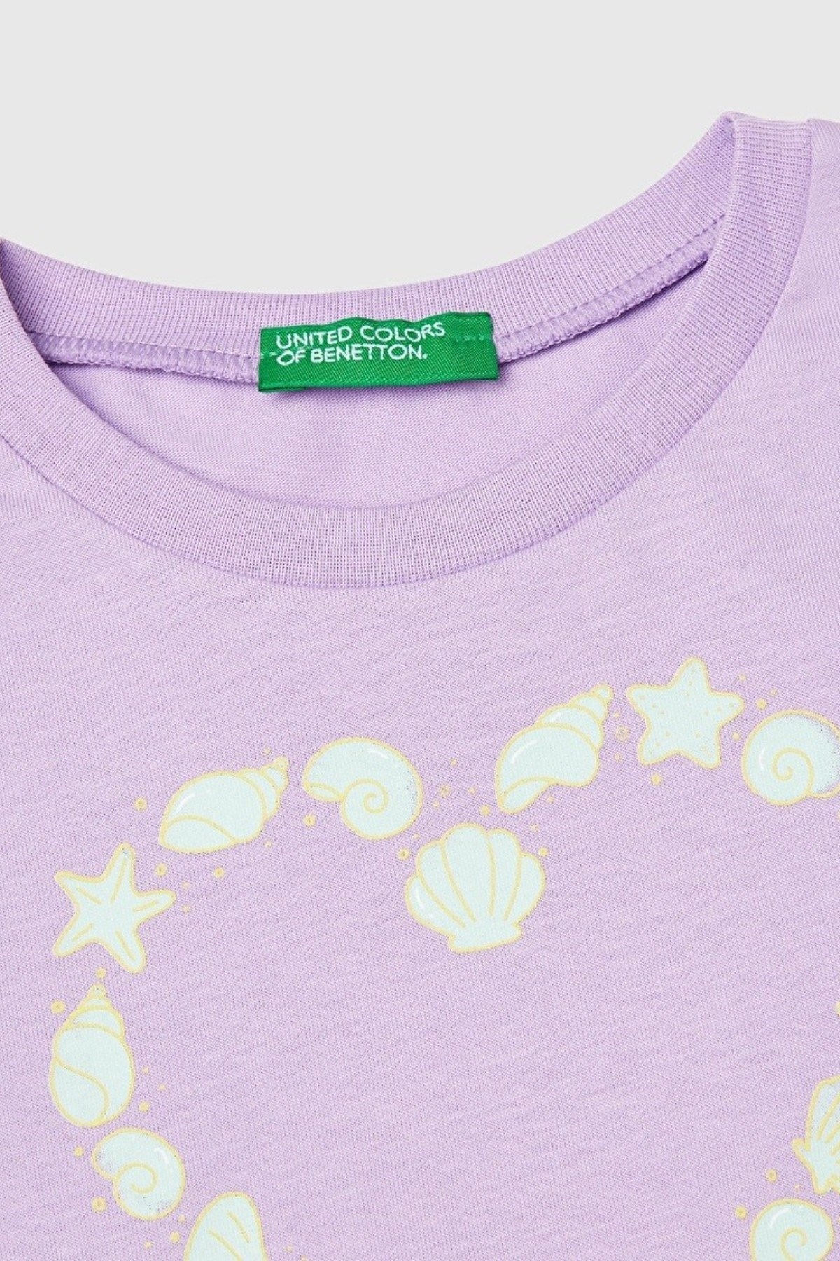 Benetton Kızz Çocuk 1-6 Yaş Bakılı Kısa Kol T-shirt Lila