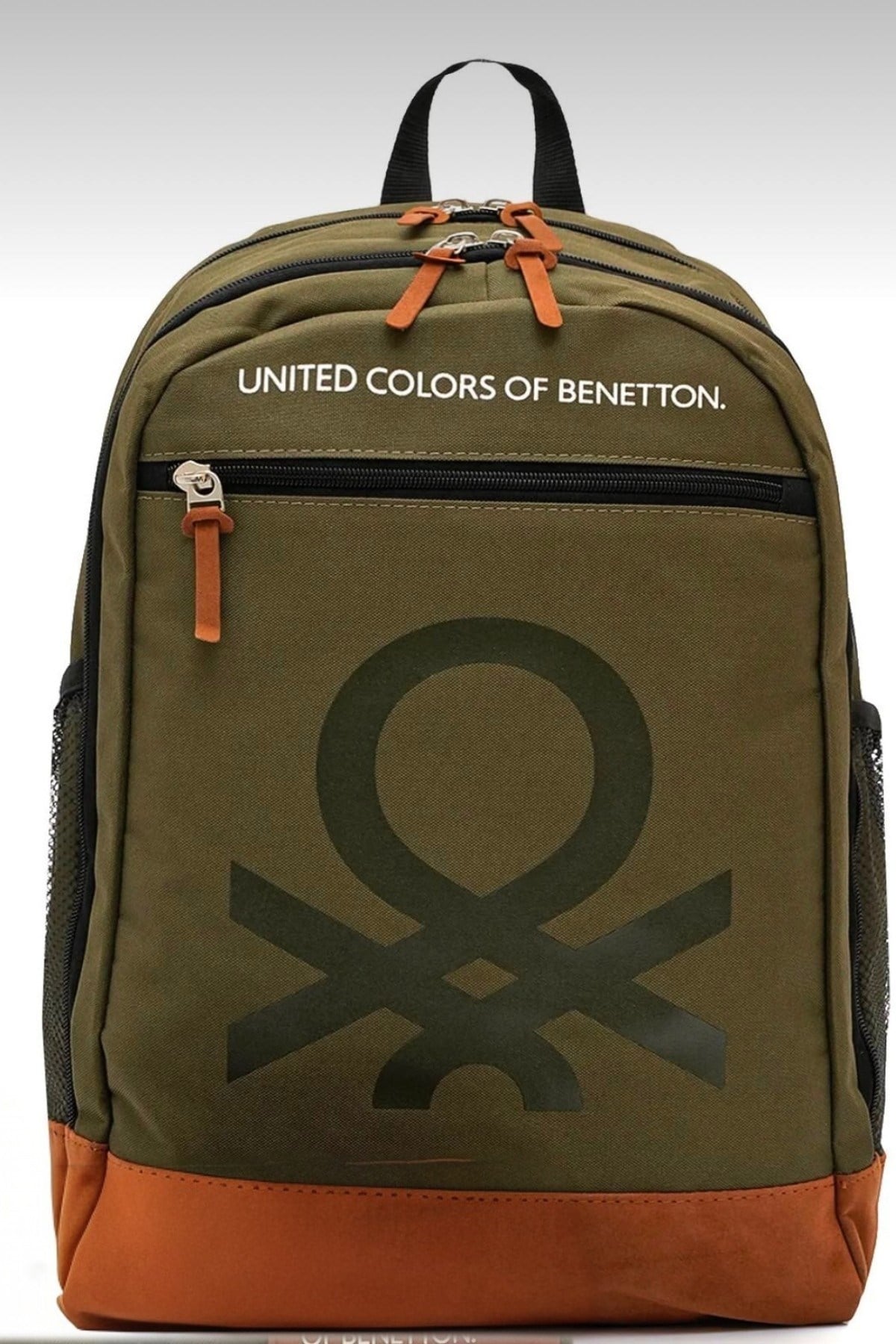 Benetton Unisex Süet Kaplamalı Fonksiyonel Sırt Çantası Haki